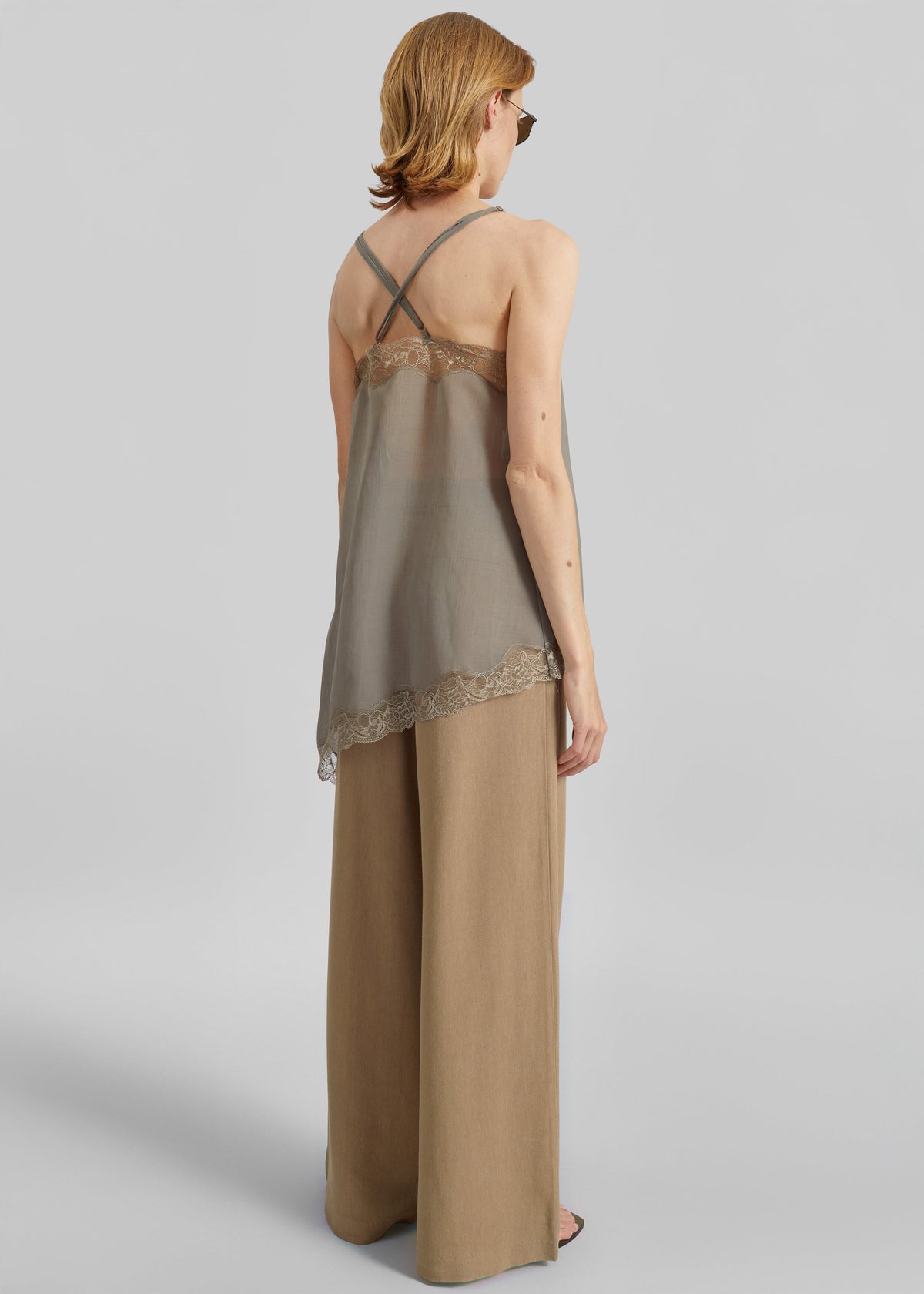 Alessia Sheer Lace Top - Taupe - 6