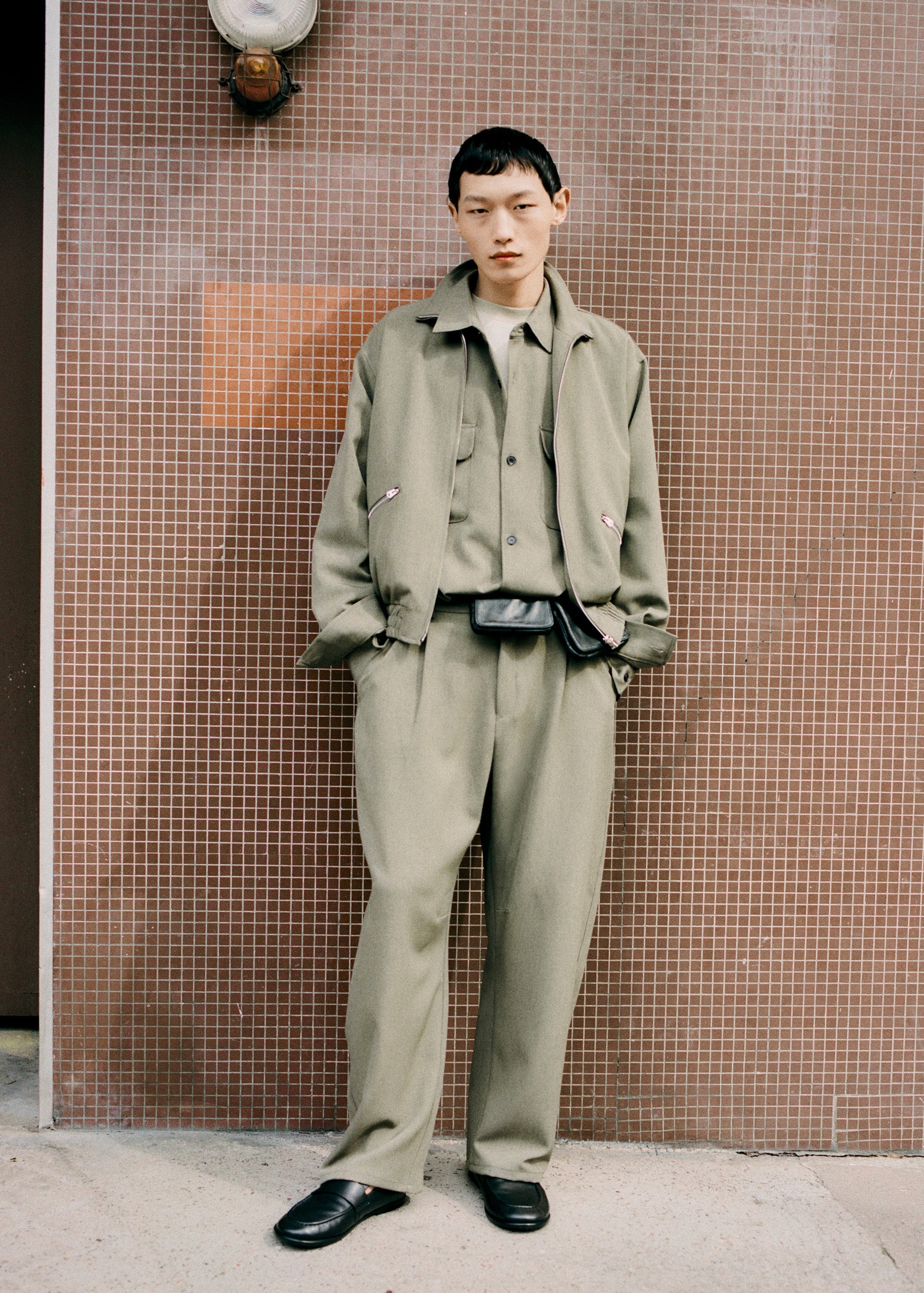Alessio Straight Trousers - Olive - 1