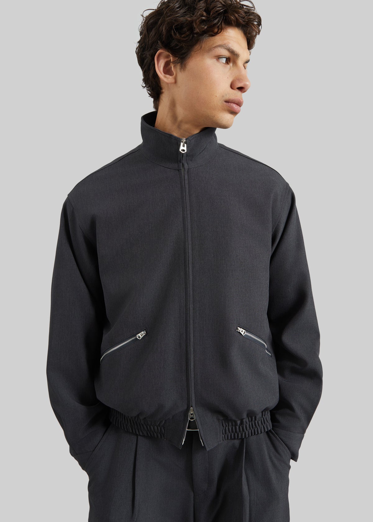 Alessio Zip-Up Jacket - Charcoal - 2