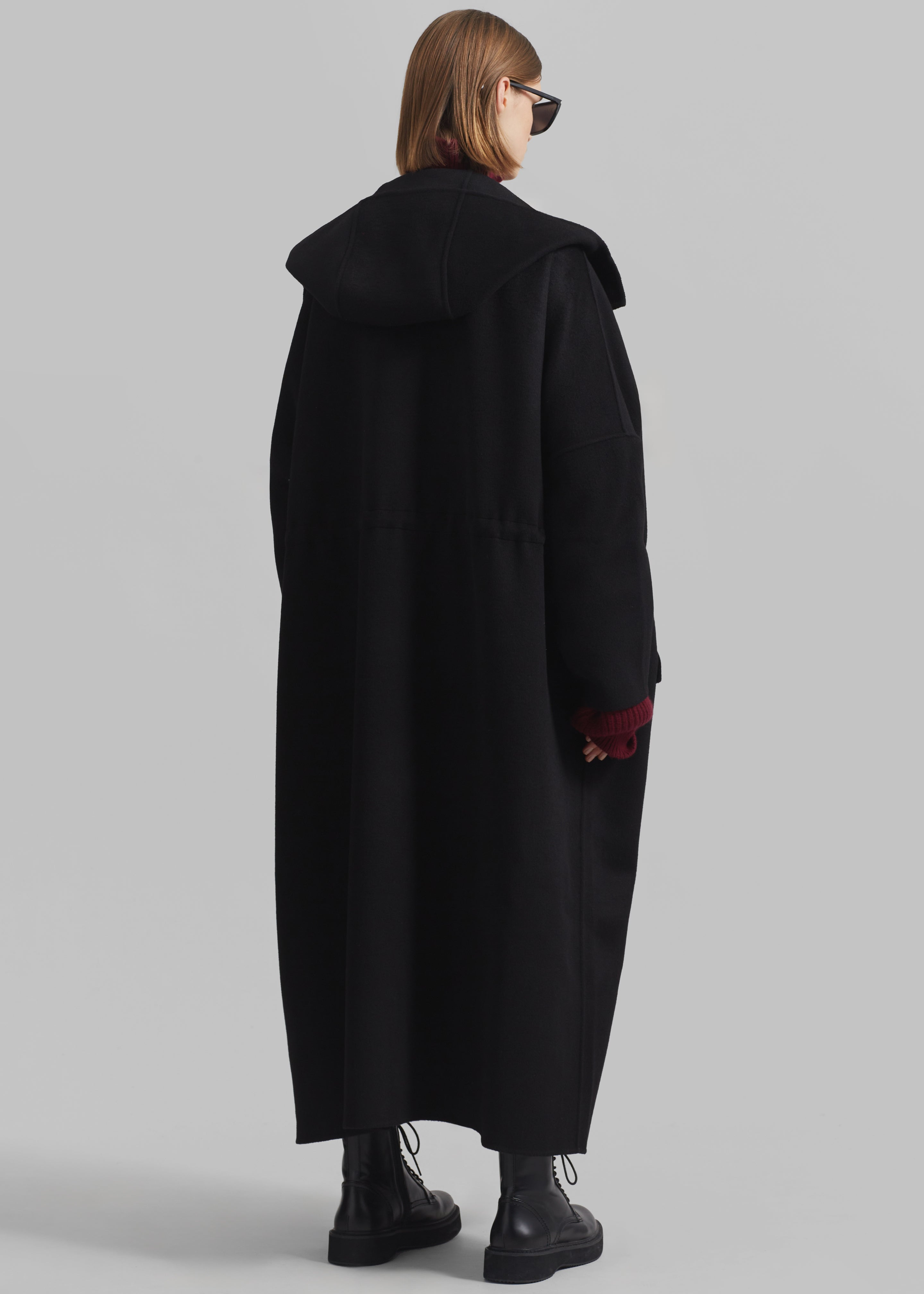 Alida Hooded Long Coat - Black - 8