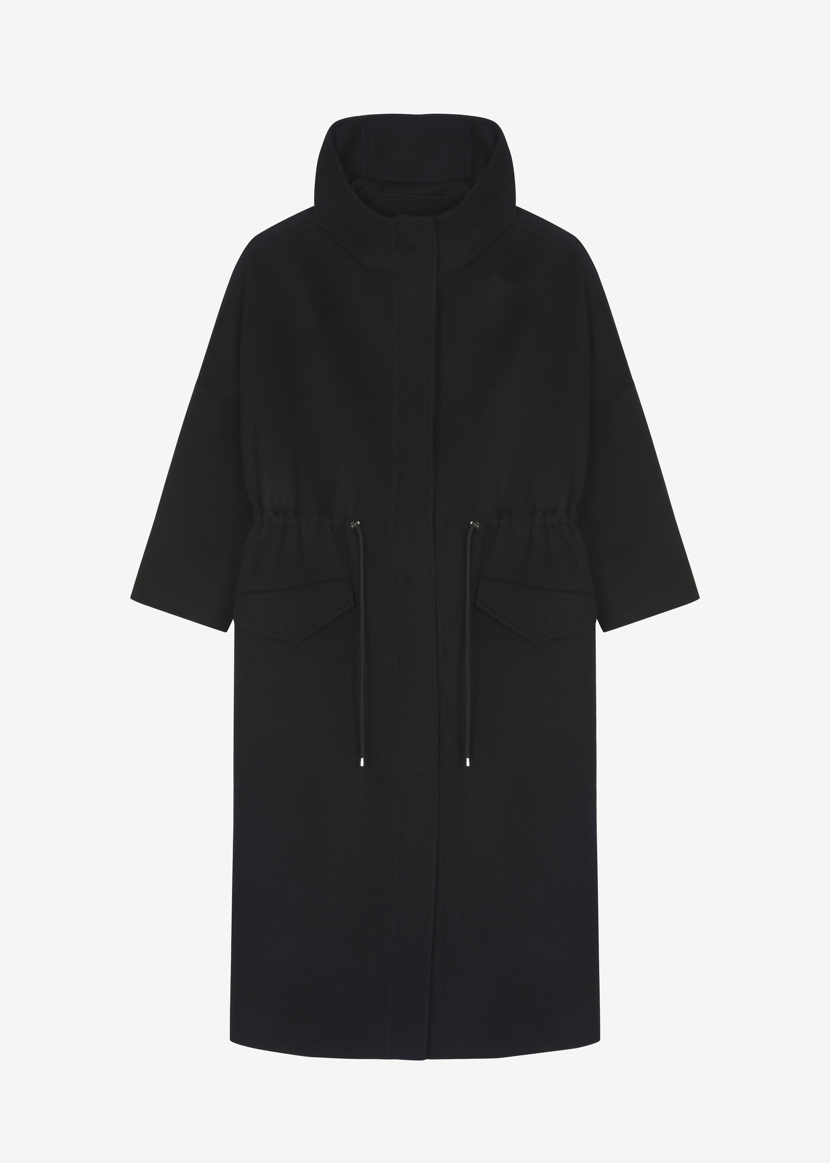 Alida Hooded Long Coat - Black - 9