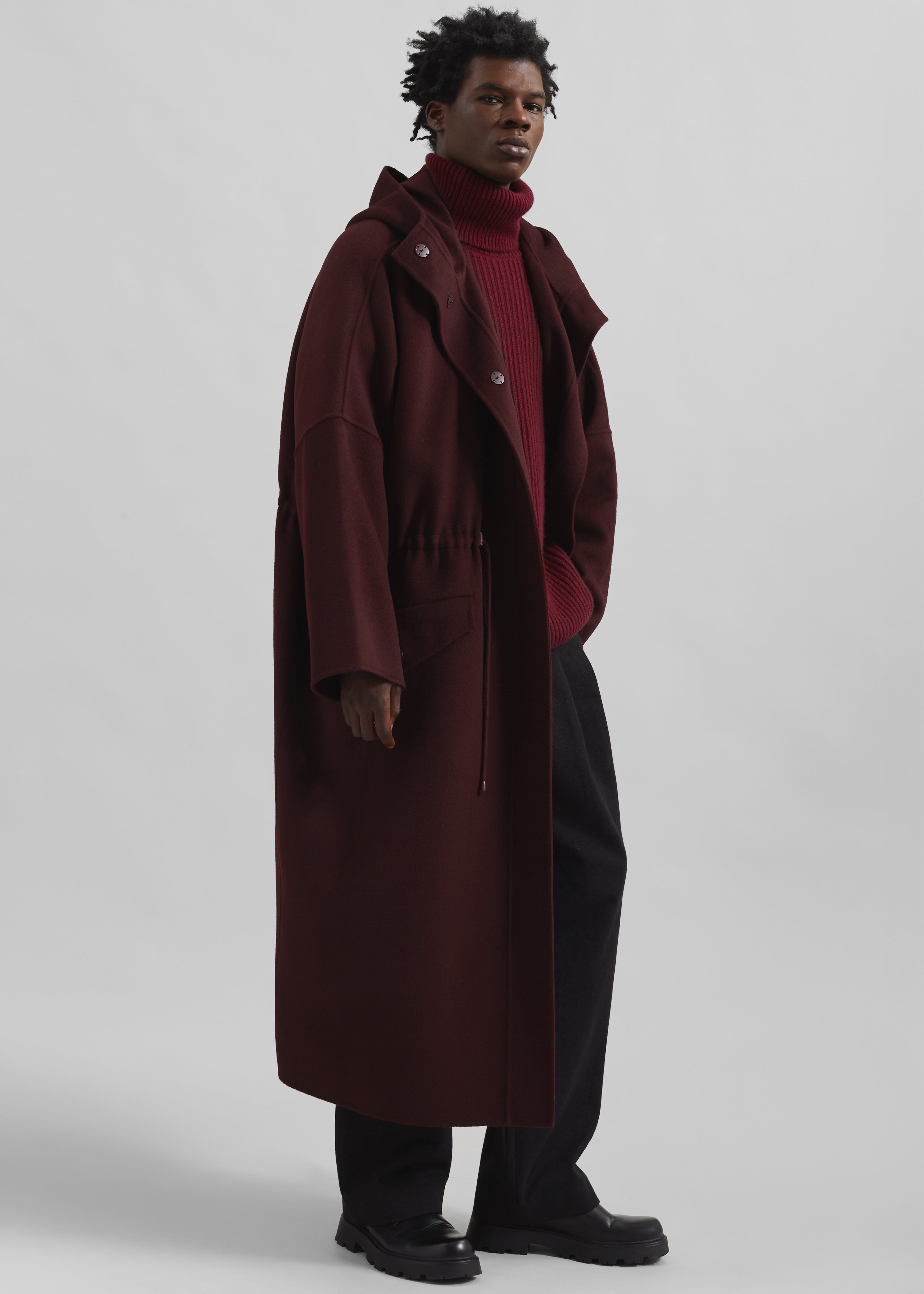 Alida Hooded Long Coat - Burgundy - 9 - [gender-male]