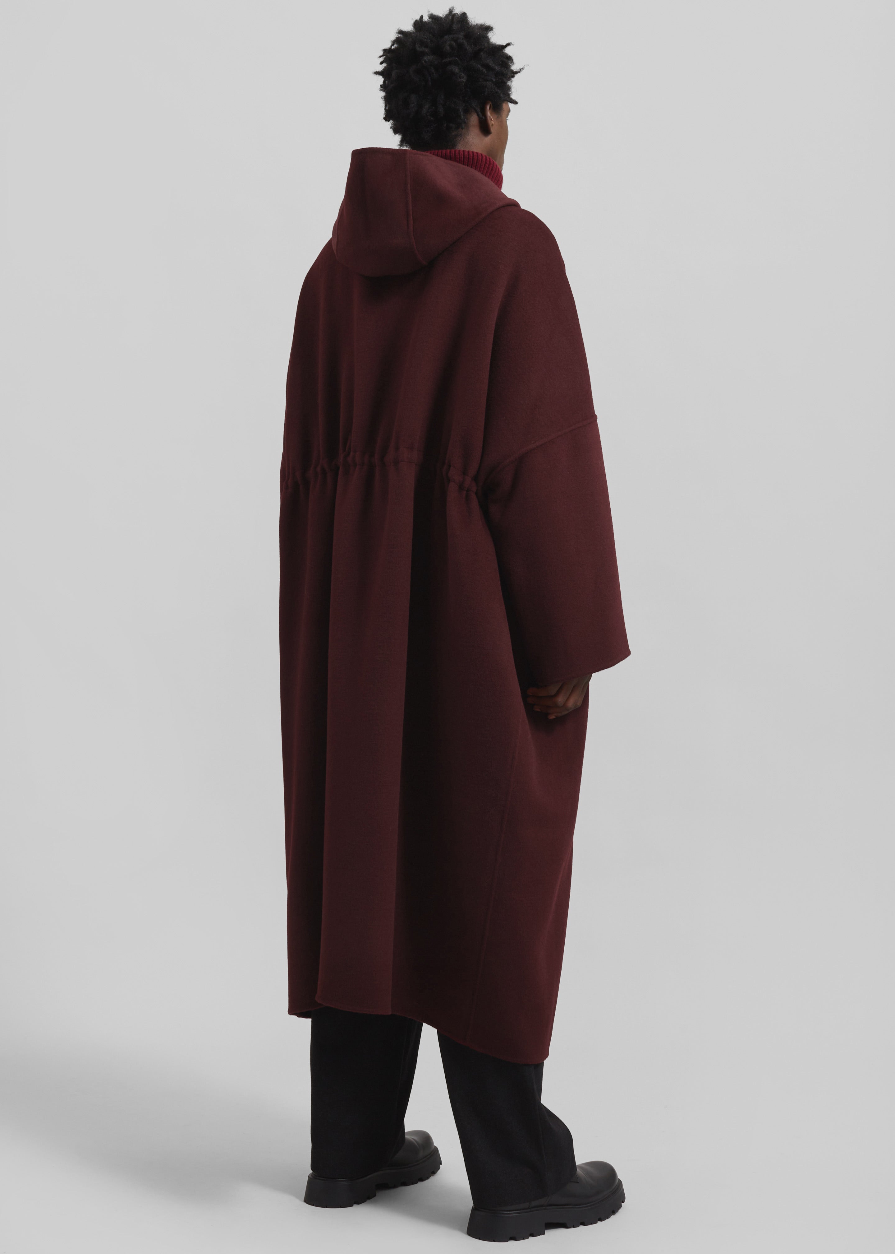 Alida Hooded Long Coat - Burgundy - 15