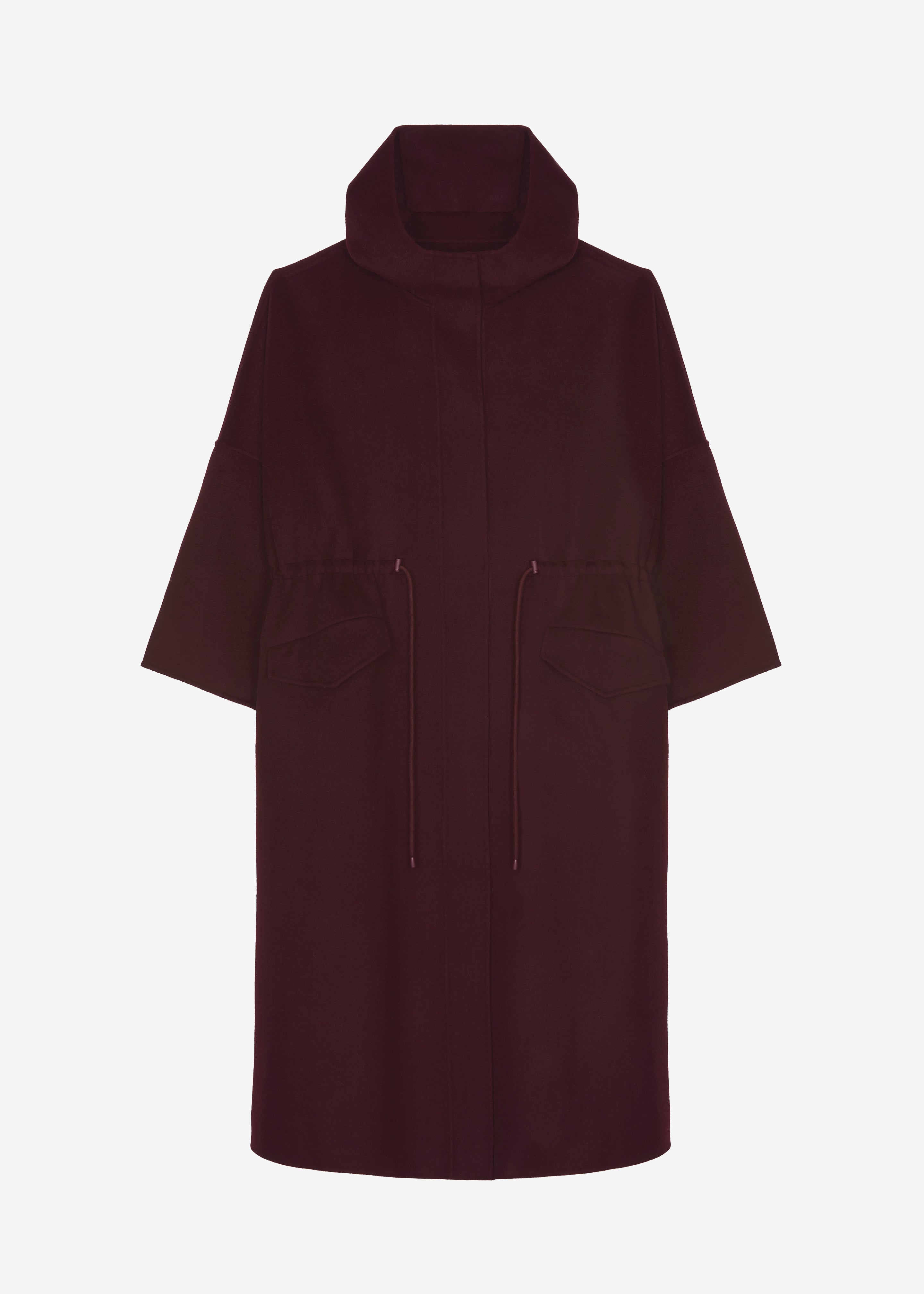 Alida Hooded Long Coat - Burgundy - 16