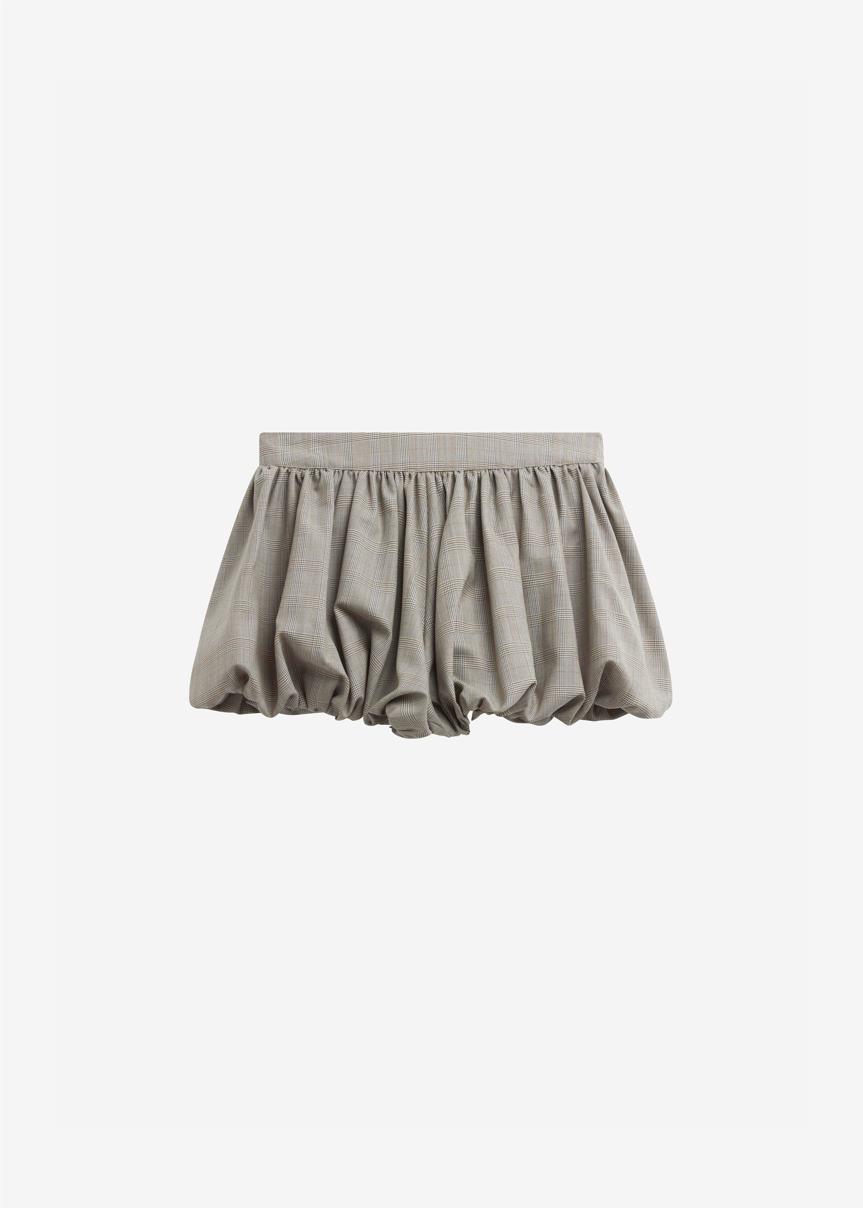 Alina Bubble Hem Shorts - Beige Glen Plaid - 6