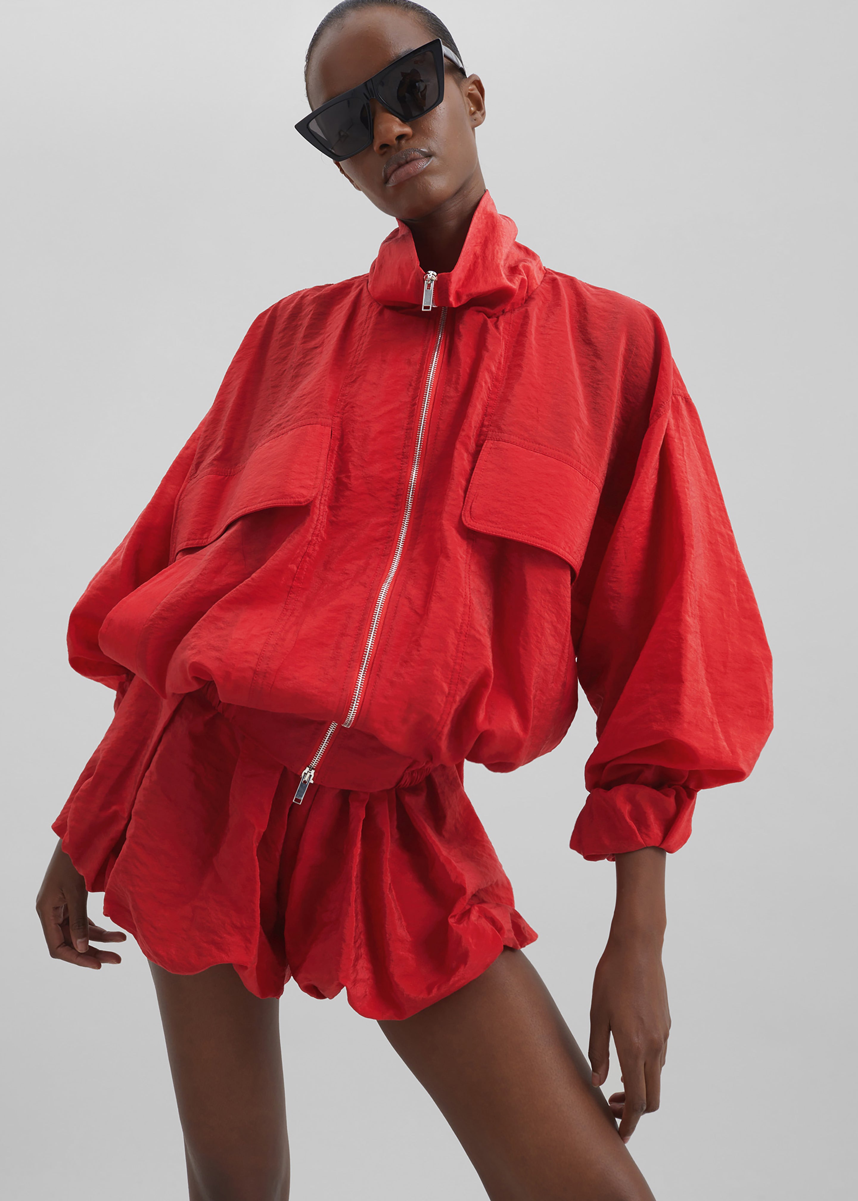 Alina Bubble Hem Shorts - Red - 4