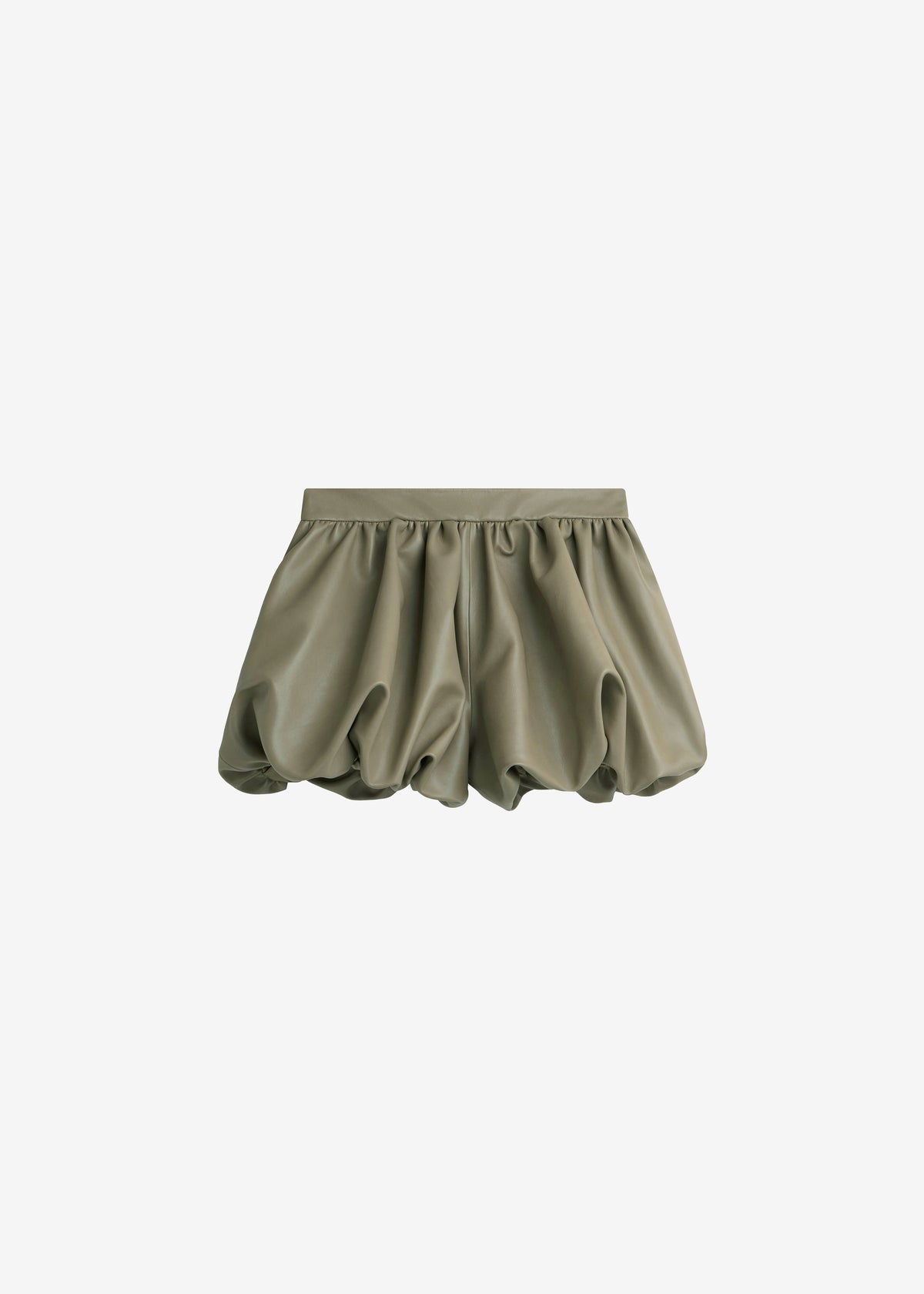 Alina Faux Leather Bubble Hem Shorts - Sage - 7