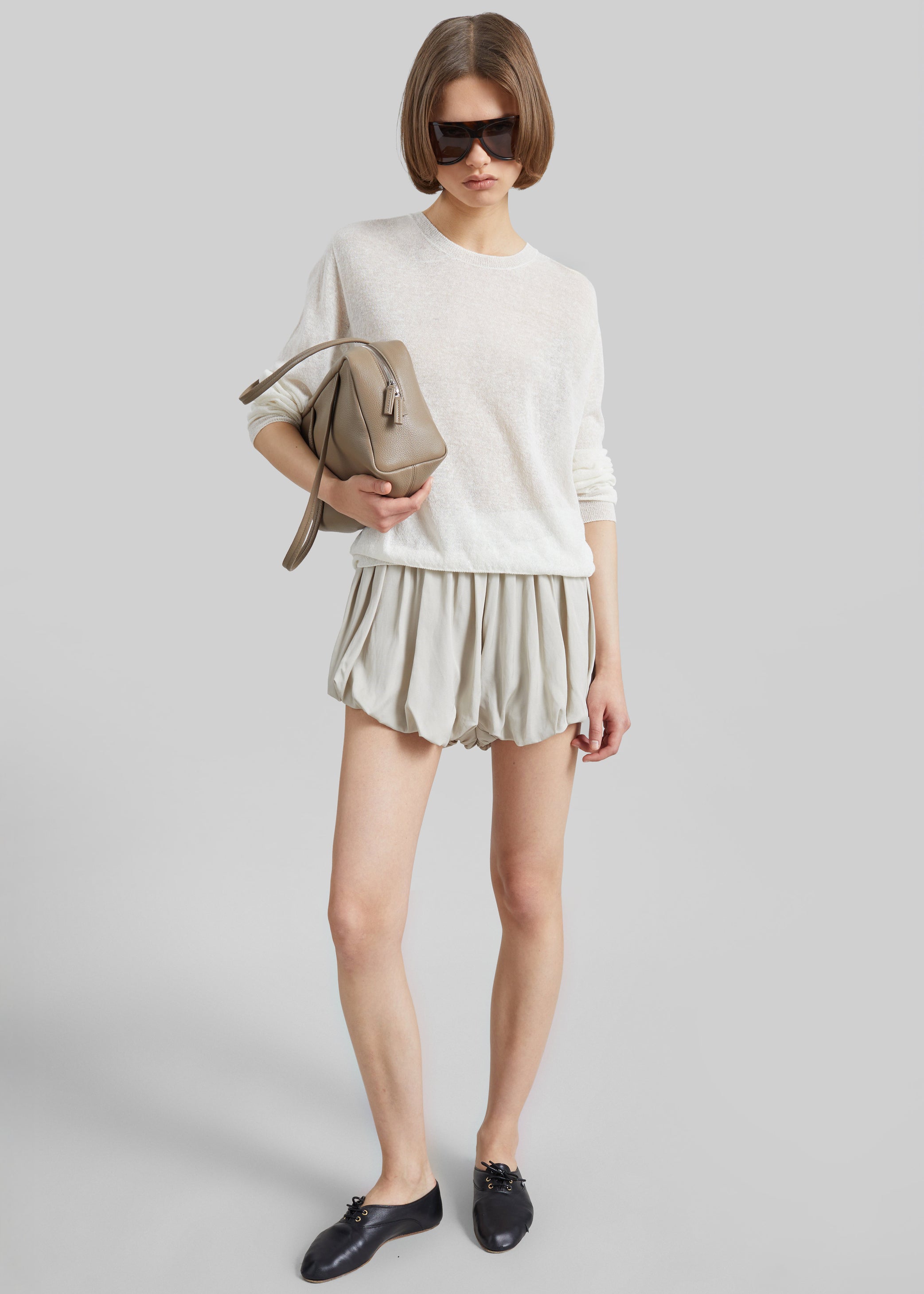 Shop the look image for Alina Linen Bubble Hem Shorts - Light Beige