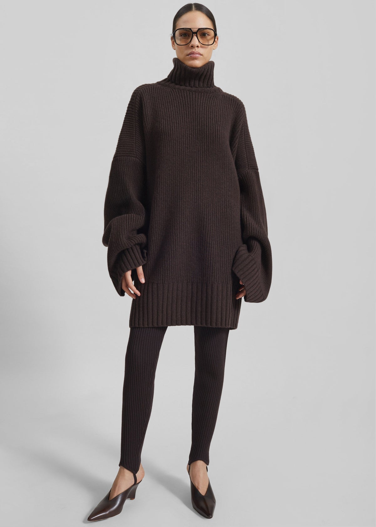 Alira Knit Brooch Dress - Brown