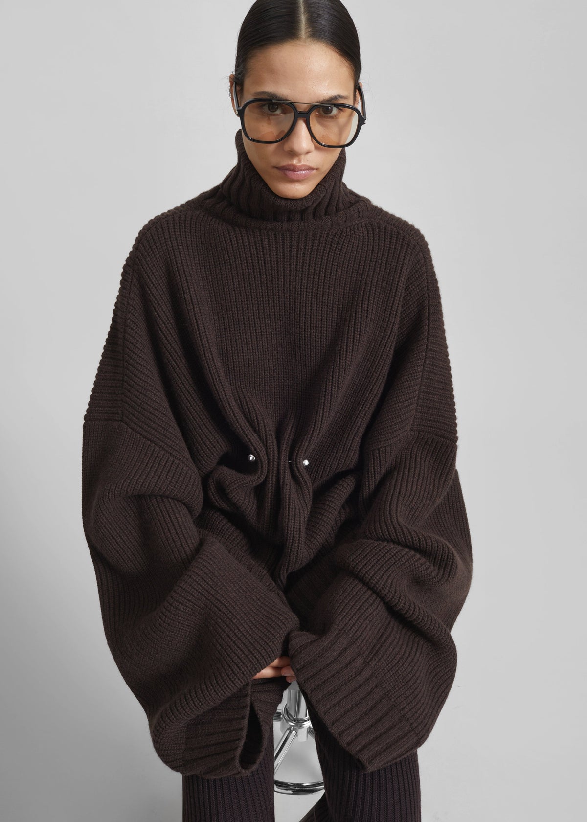 Alira Knit Brooch Dress - Brown