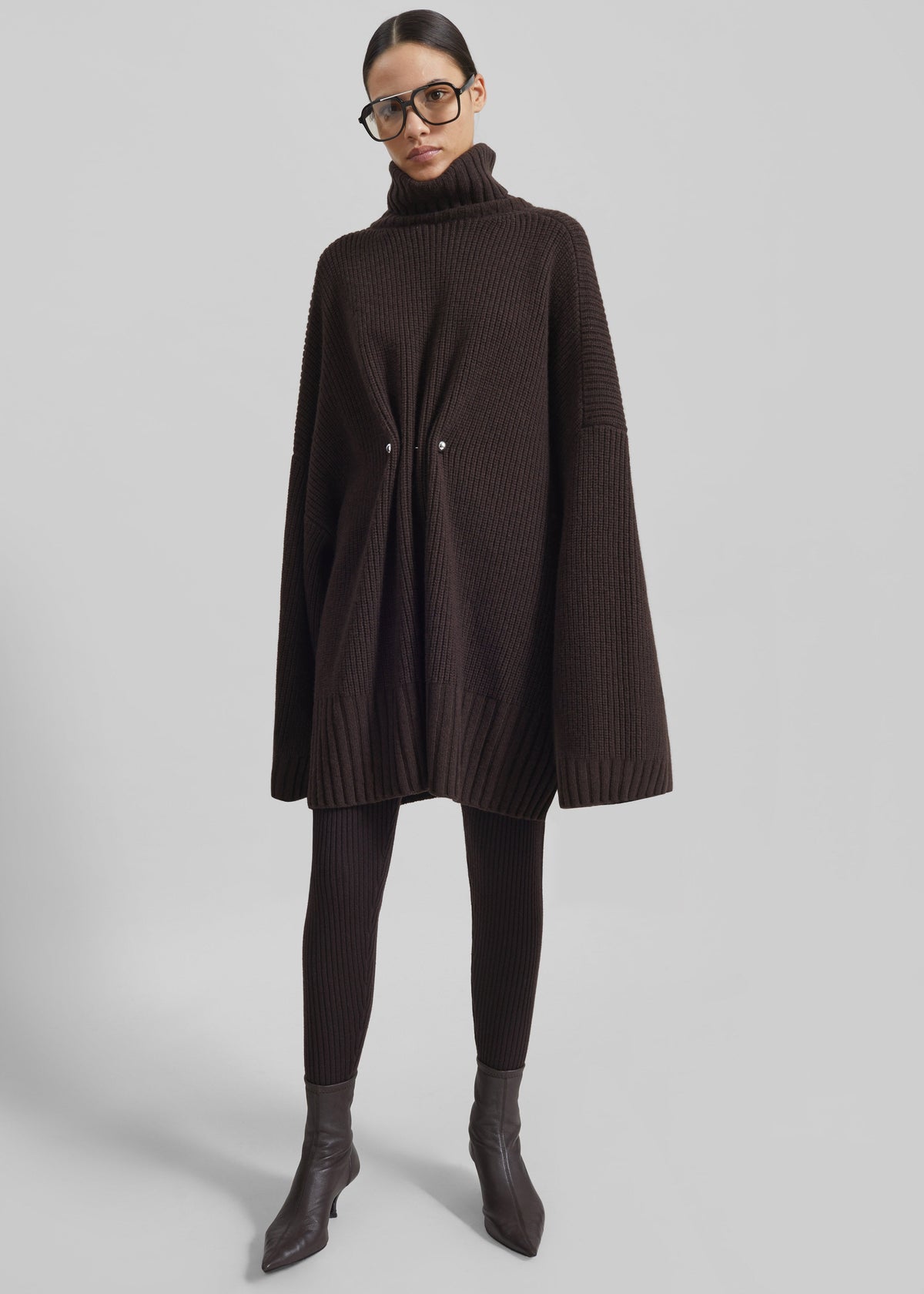 Alira Knit Brooch Dress - Brown