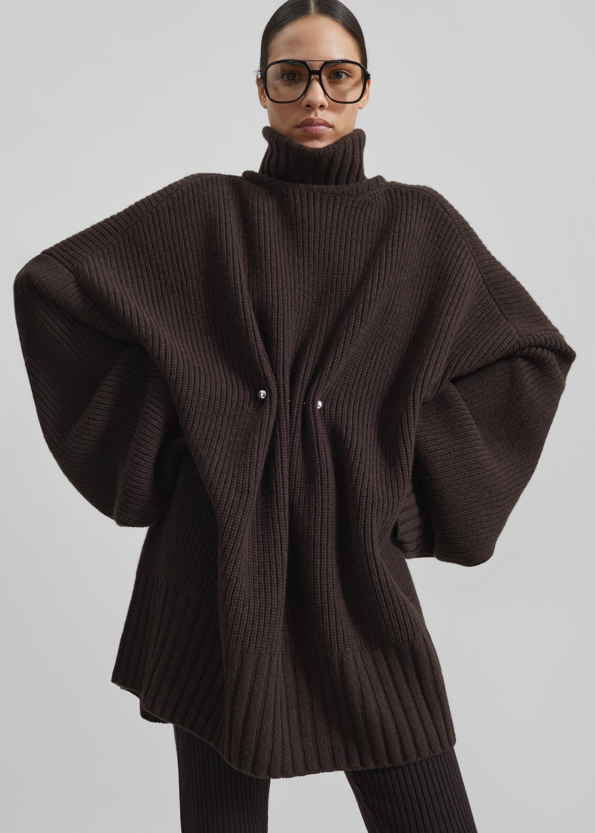 Alira Knit Brooch Dress - Brown
