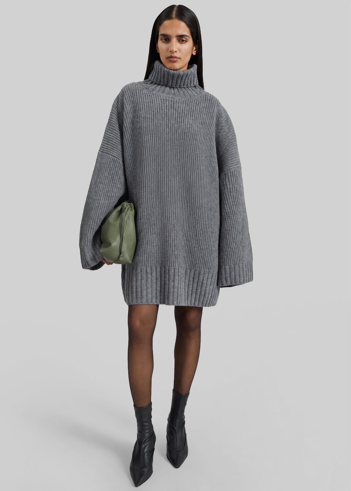 Alira Knit Brooch Dress - Grey
