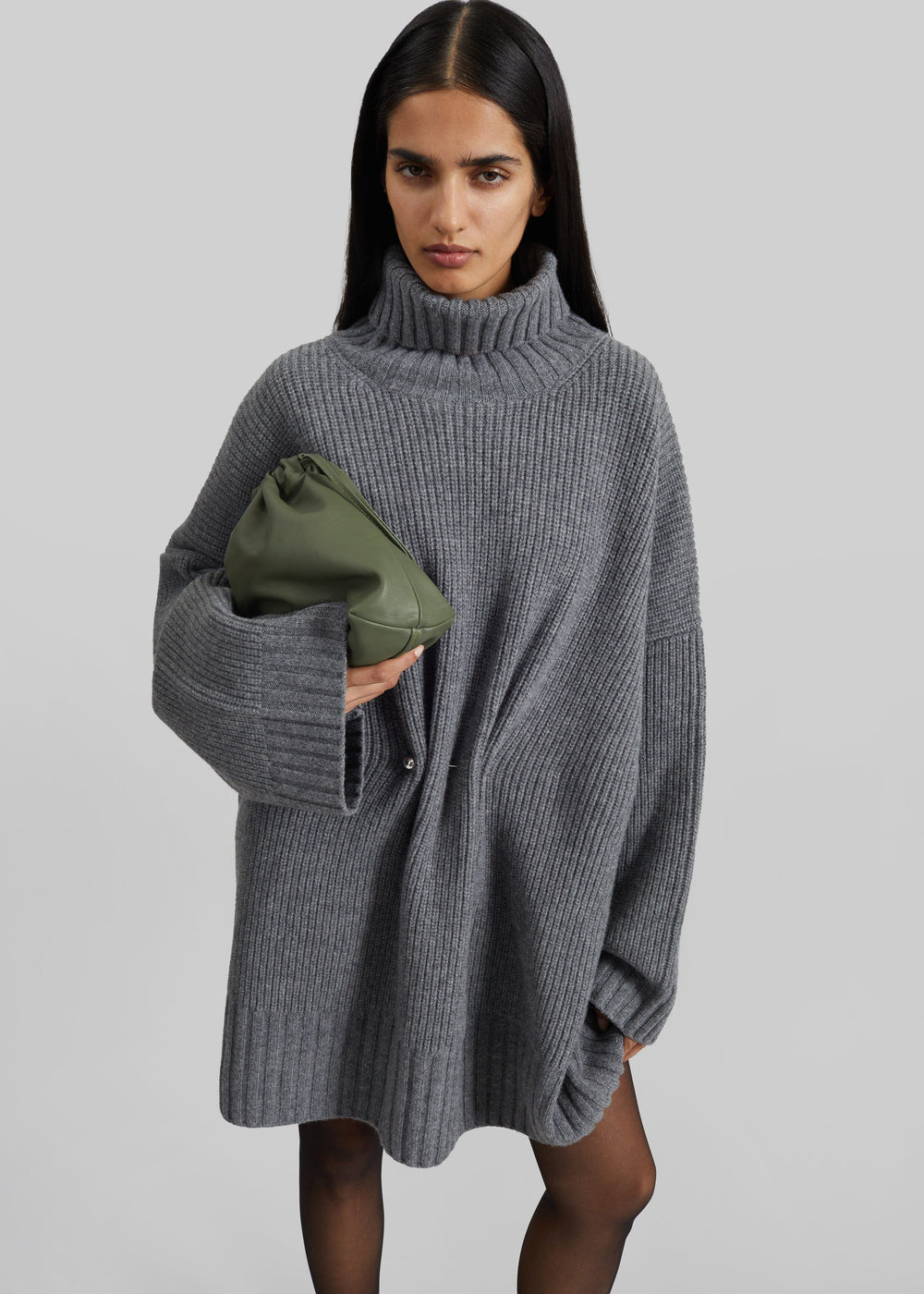 Alira Knit Brooch Dress - Grey - 1
