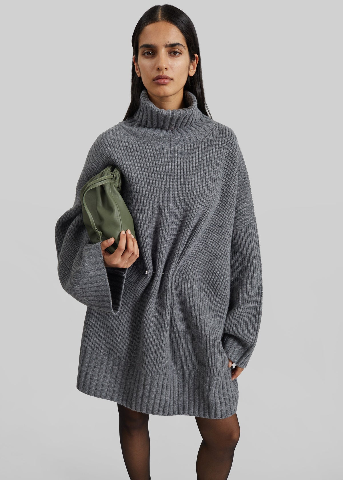 Alira Knit Brooch Dress - Grey