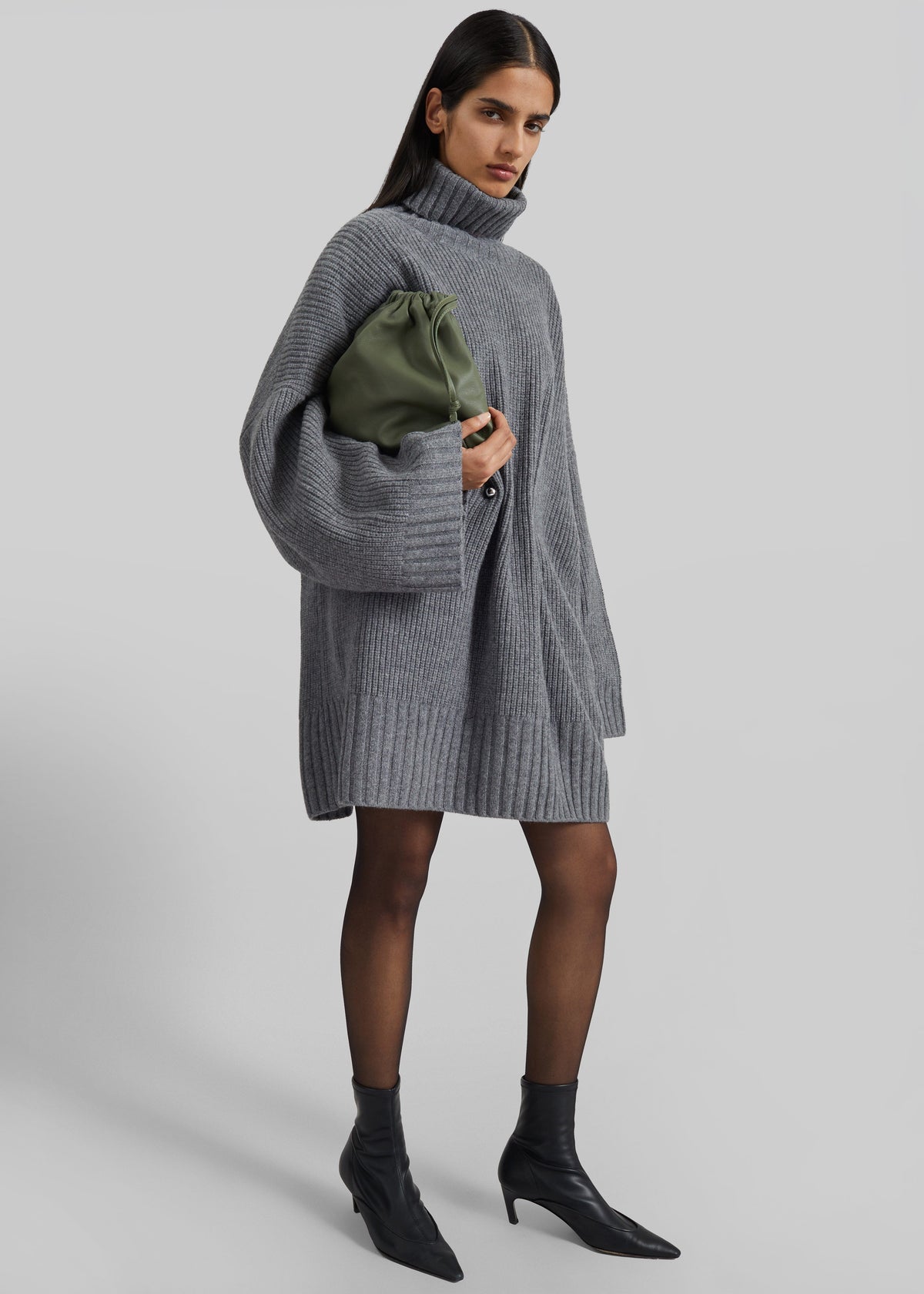 Alira Knit Brooch Dress - Grey
