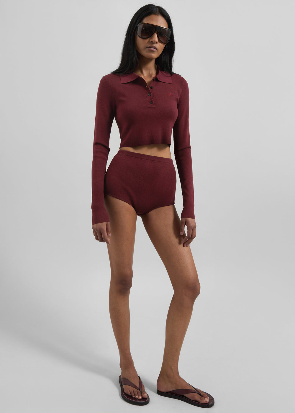 Alissa Knit Briefs - Burgundy - 1