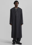 Alistar Collarless Wool Coat - Dark Grey Melange