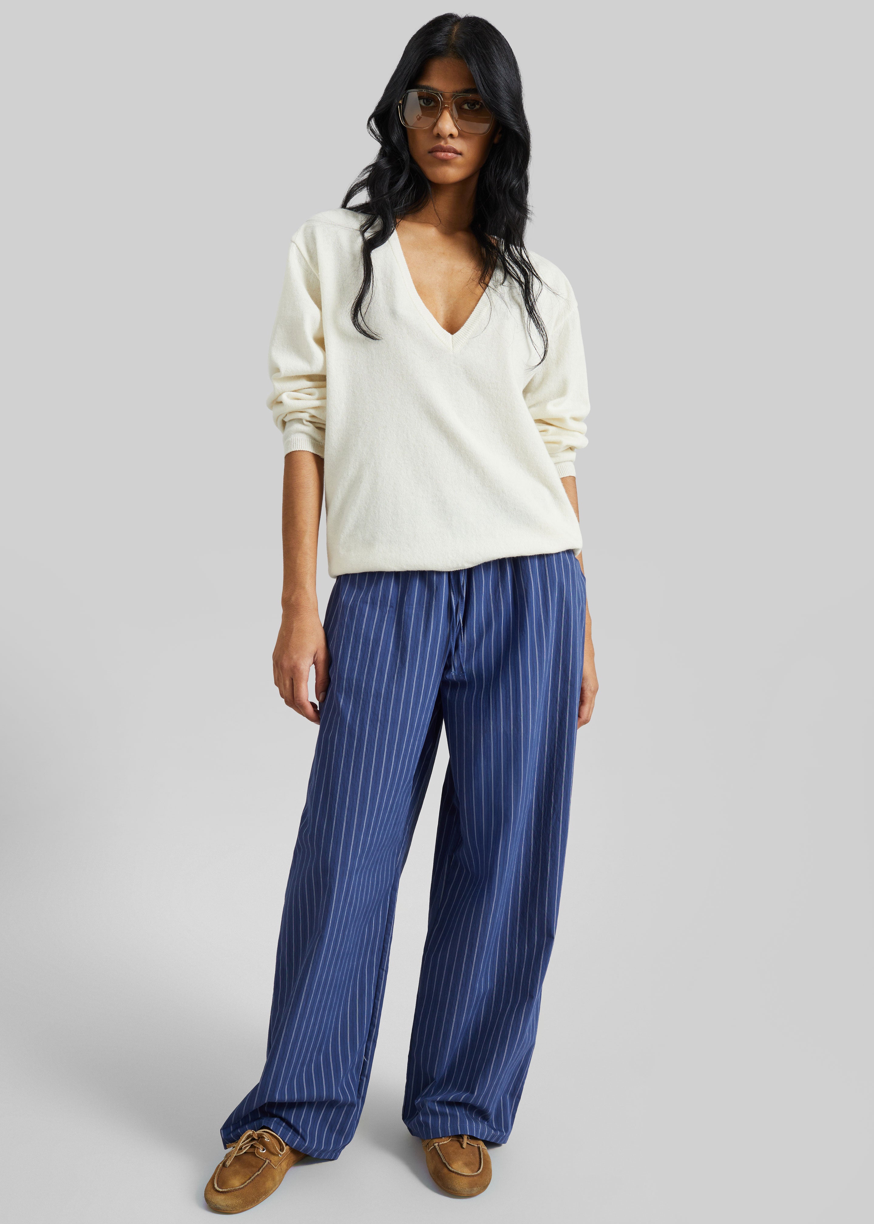 Almansa Drawstring Wide Pants - Blue Stripe – The Frankie Shop Europe
