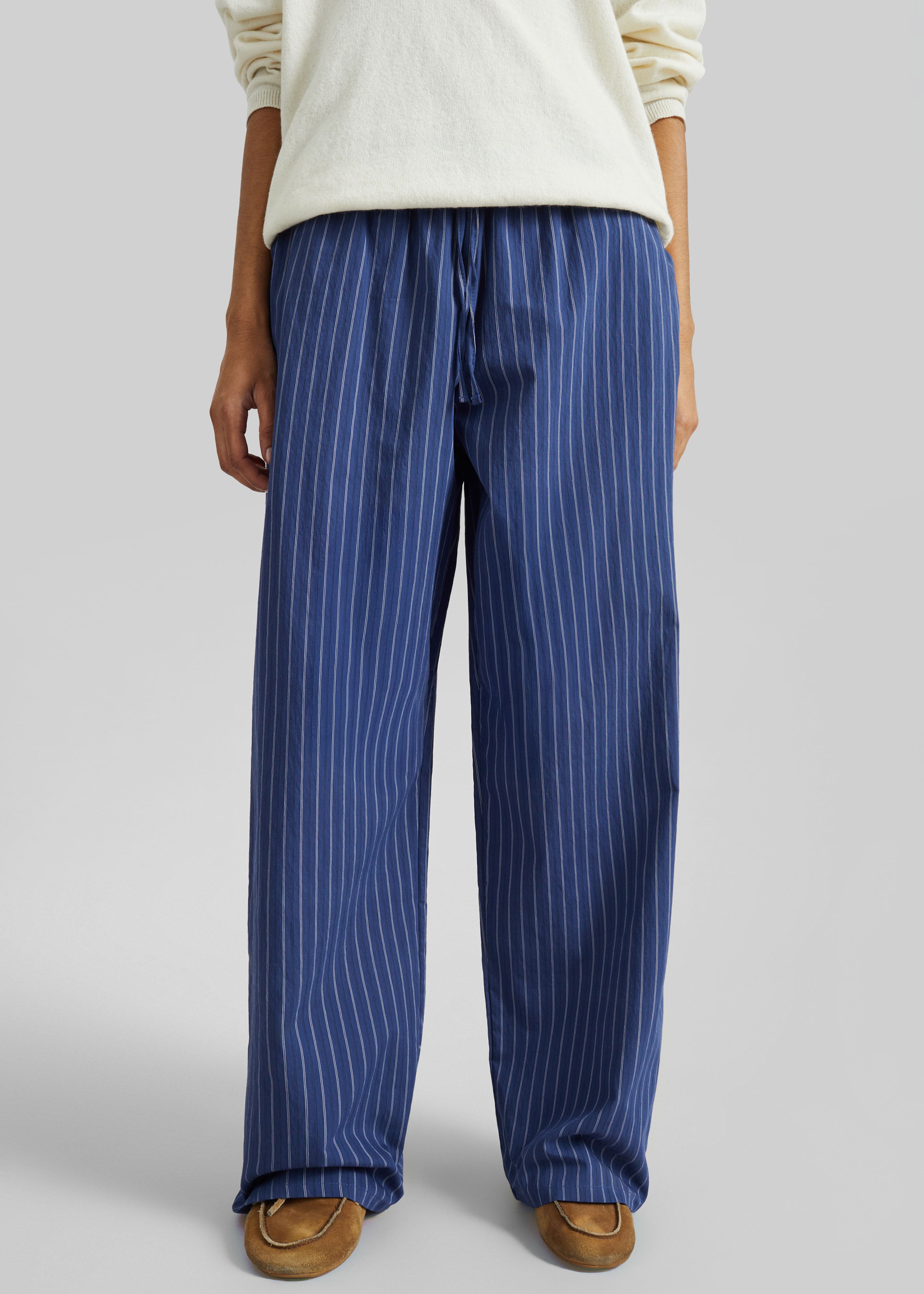 Almansa Drawstring Wide Pants - Blue Stripe - 5