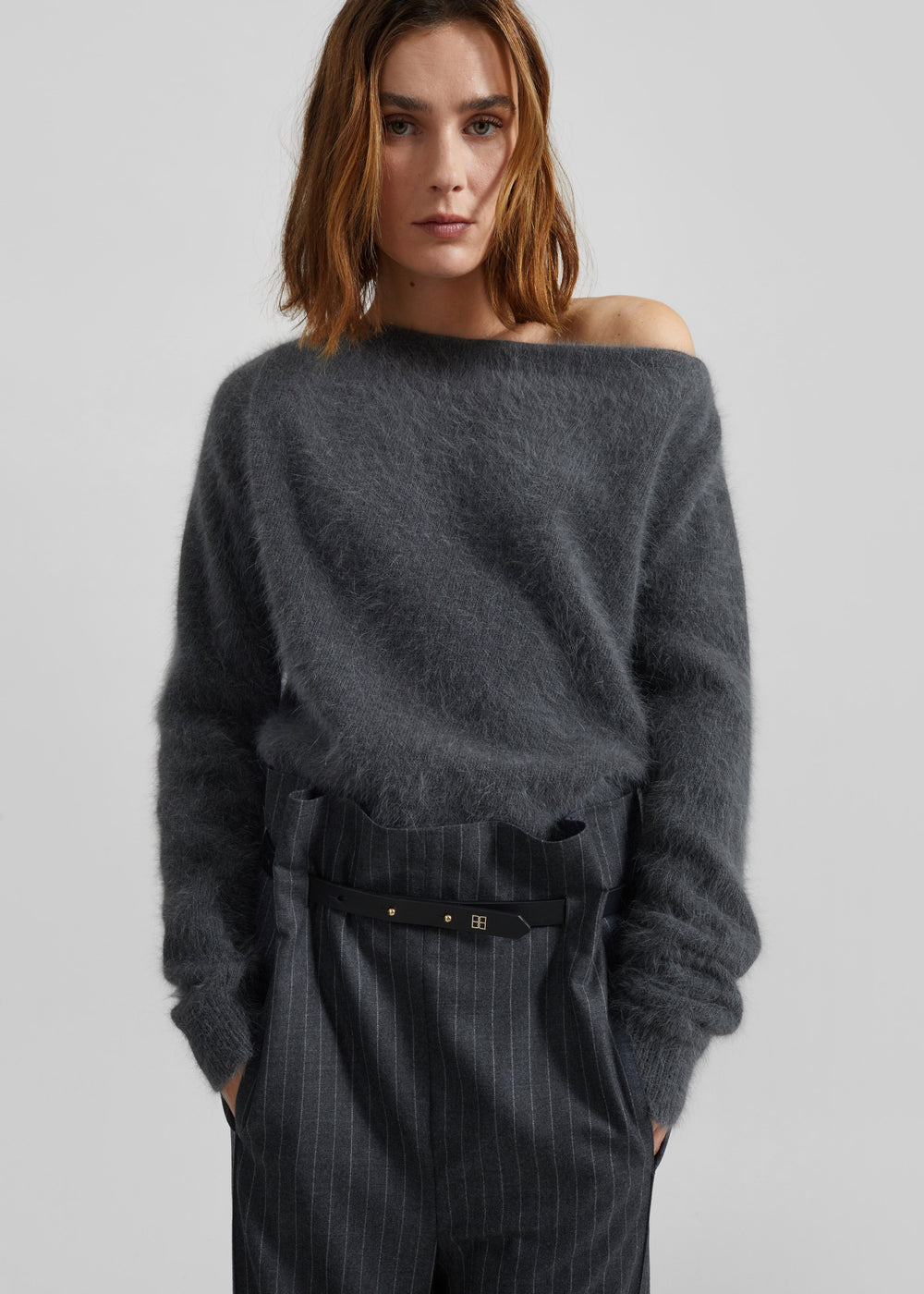 Almere Angora Fuzzy Sweater - Dark Grey