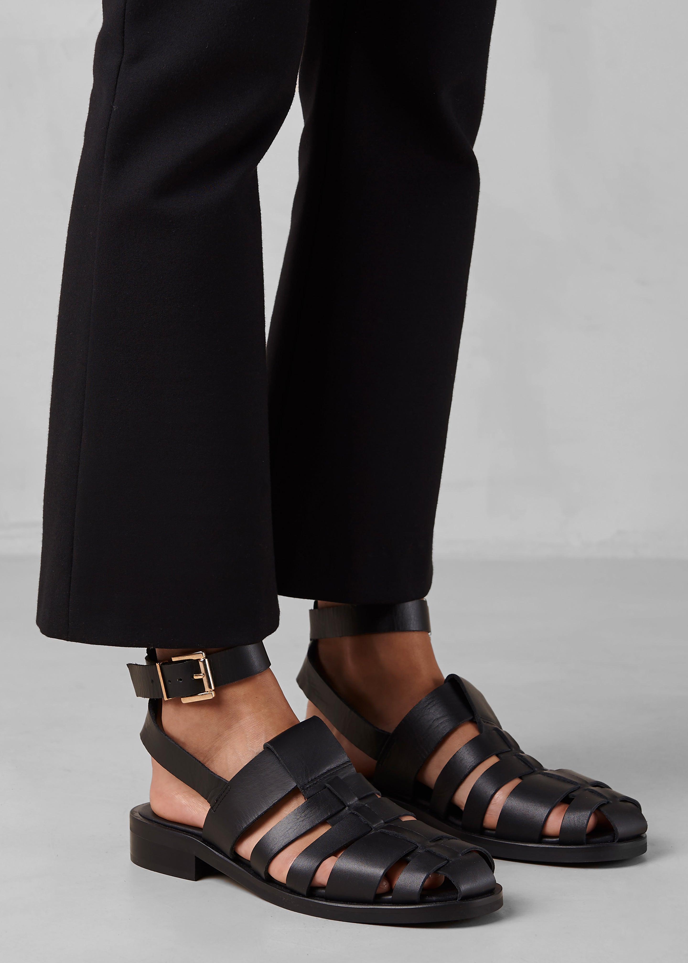 Alohas Perry Leather Sandals - Black - 3
