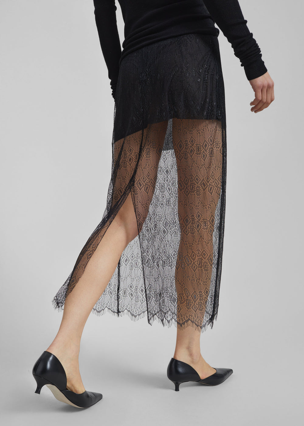 Alrose Lace Midi Skirt - Black - 1