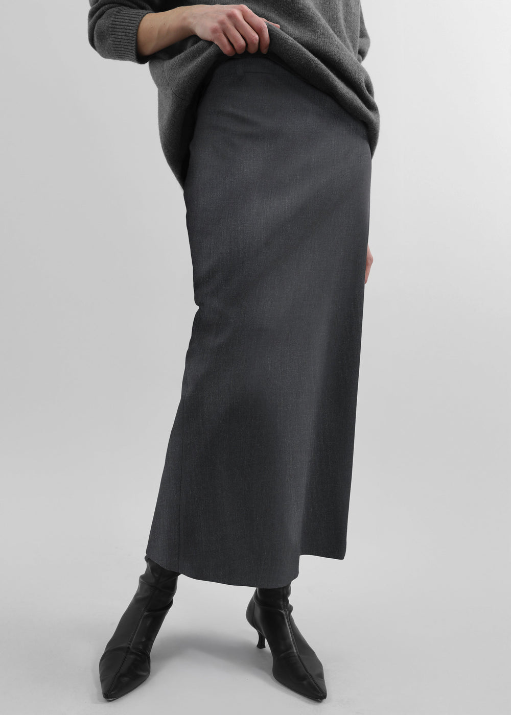 Alrose Midi Skirt - Dark Grey Melange