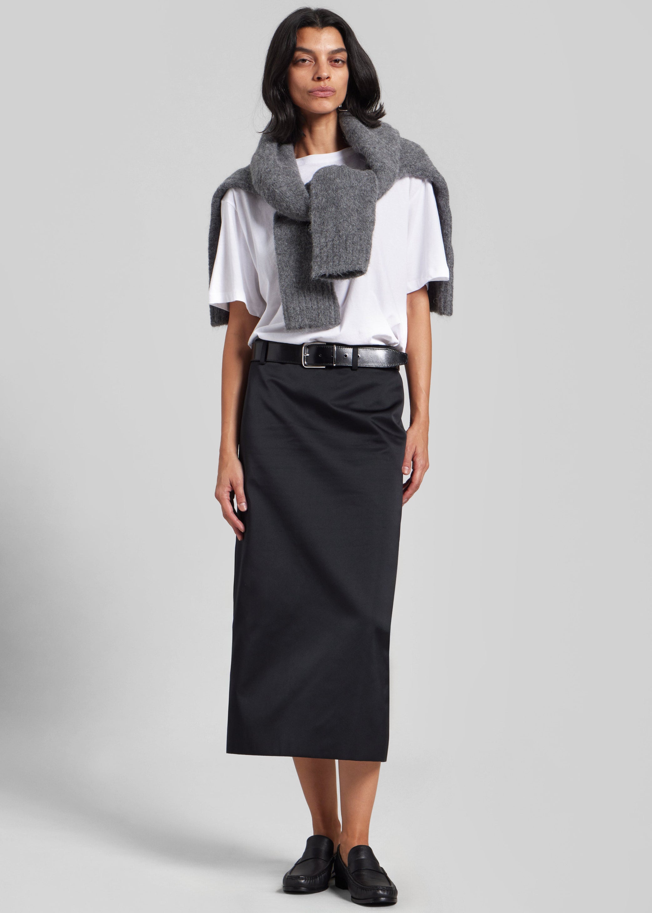 Shop the look image for Alrose Satin Midi Skirt - Black
