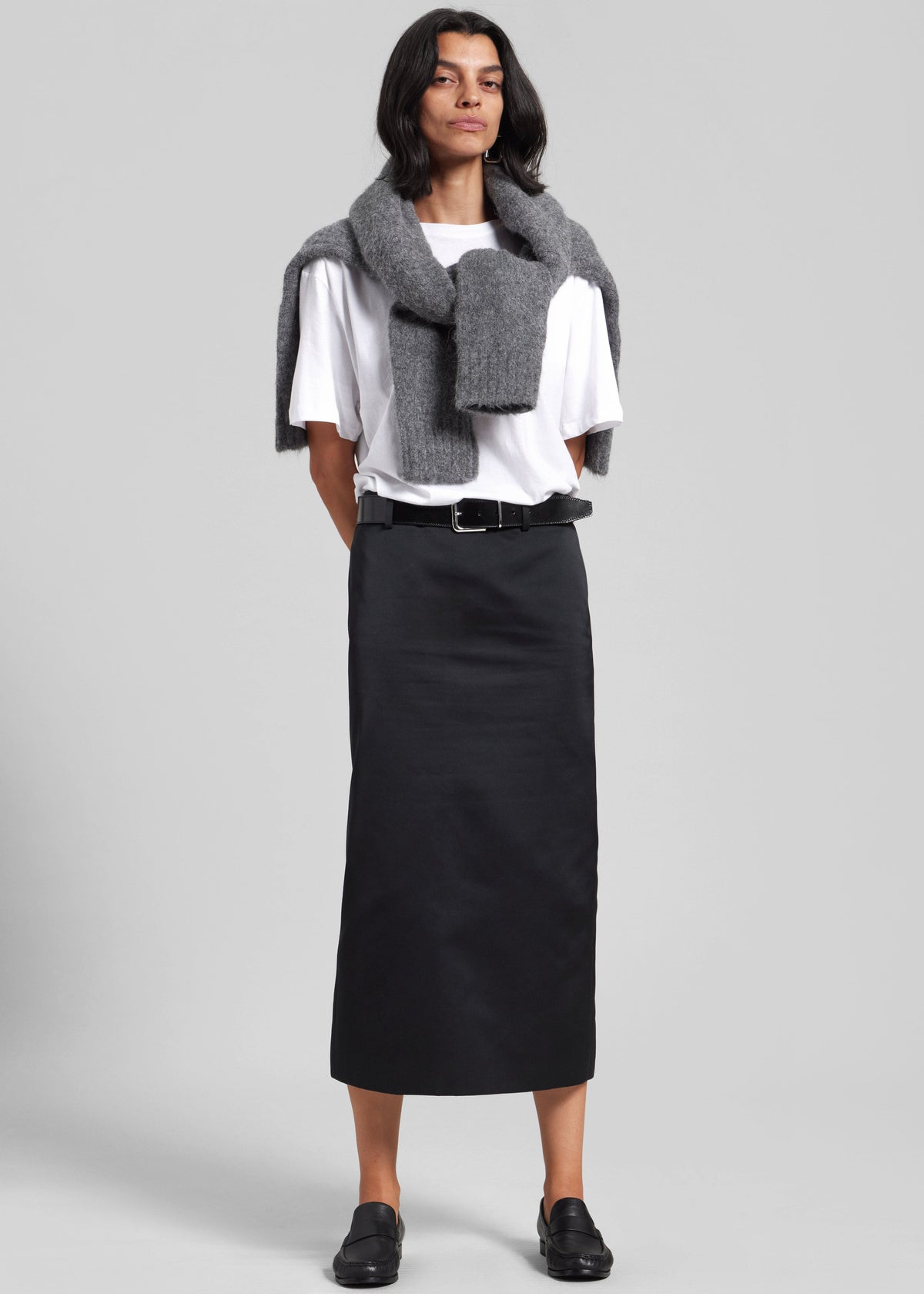 Alrose Satin Midi Skirt - Black - 7