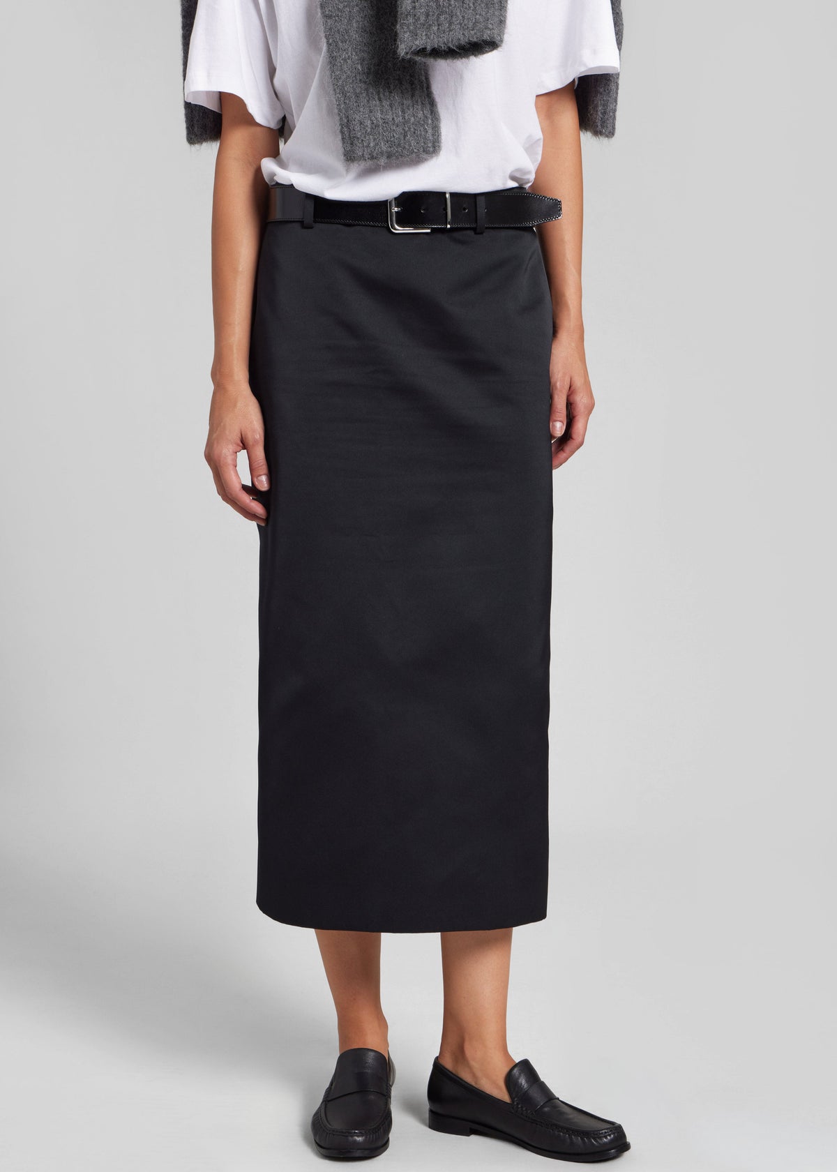 Alrose Satin Midi Skirt - Black - 2