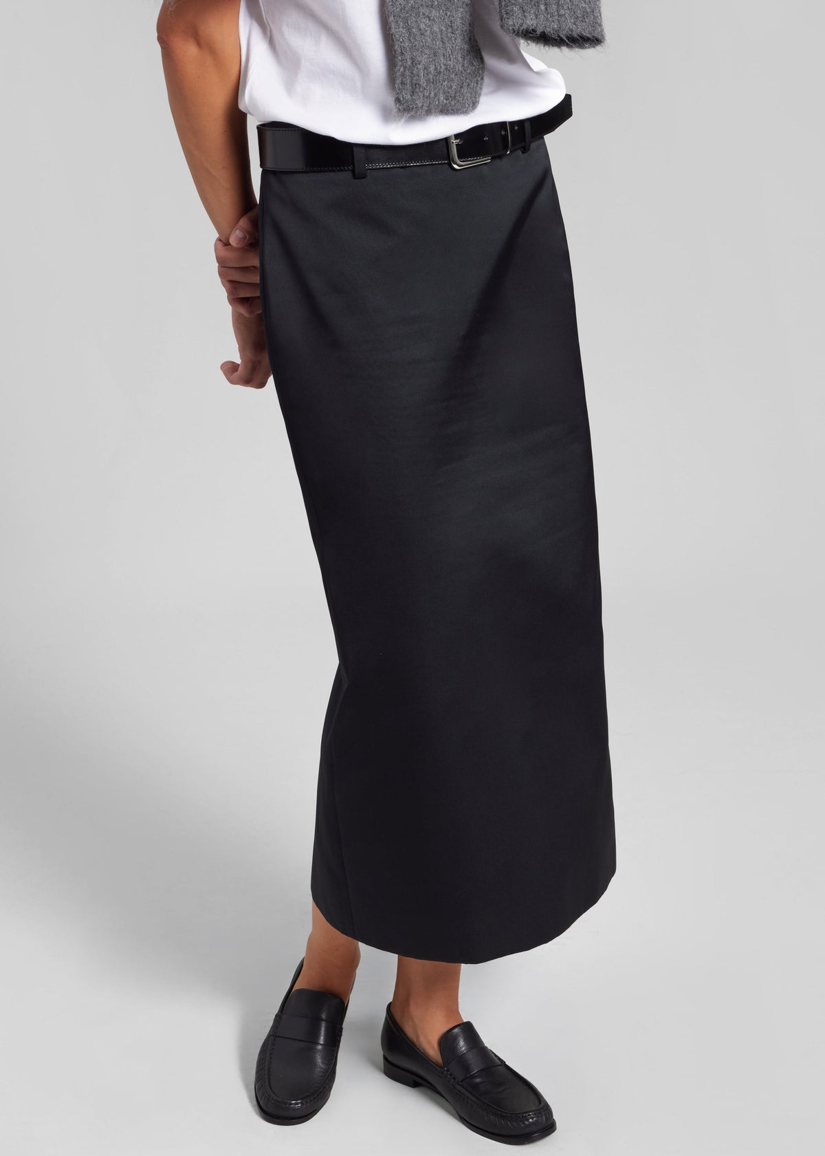 Alrose Satin Midi Skirt - Black - 3