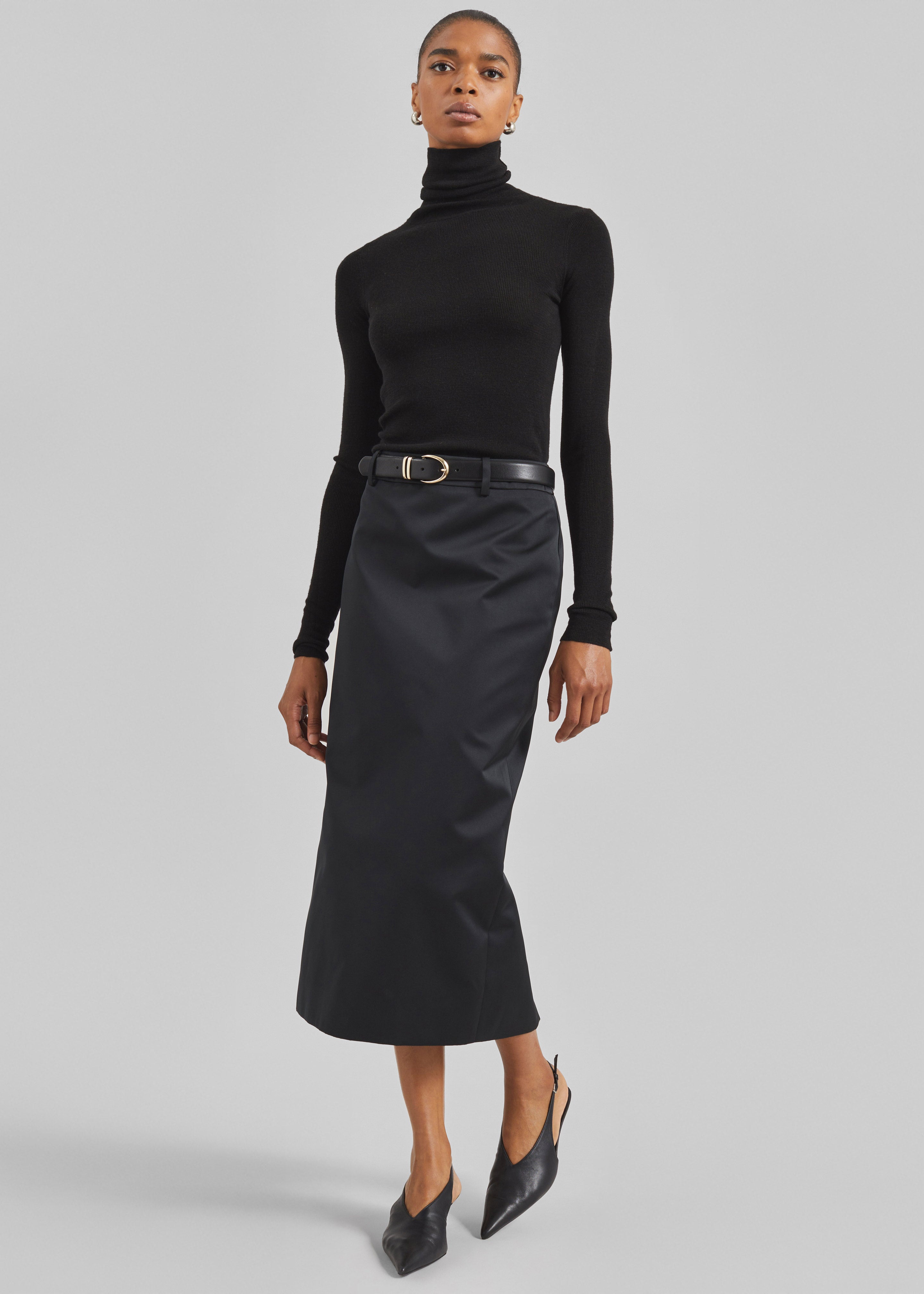 Alrose Satin Midi Skirt - Black - 1