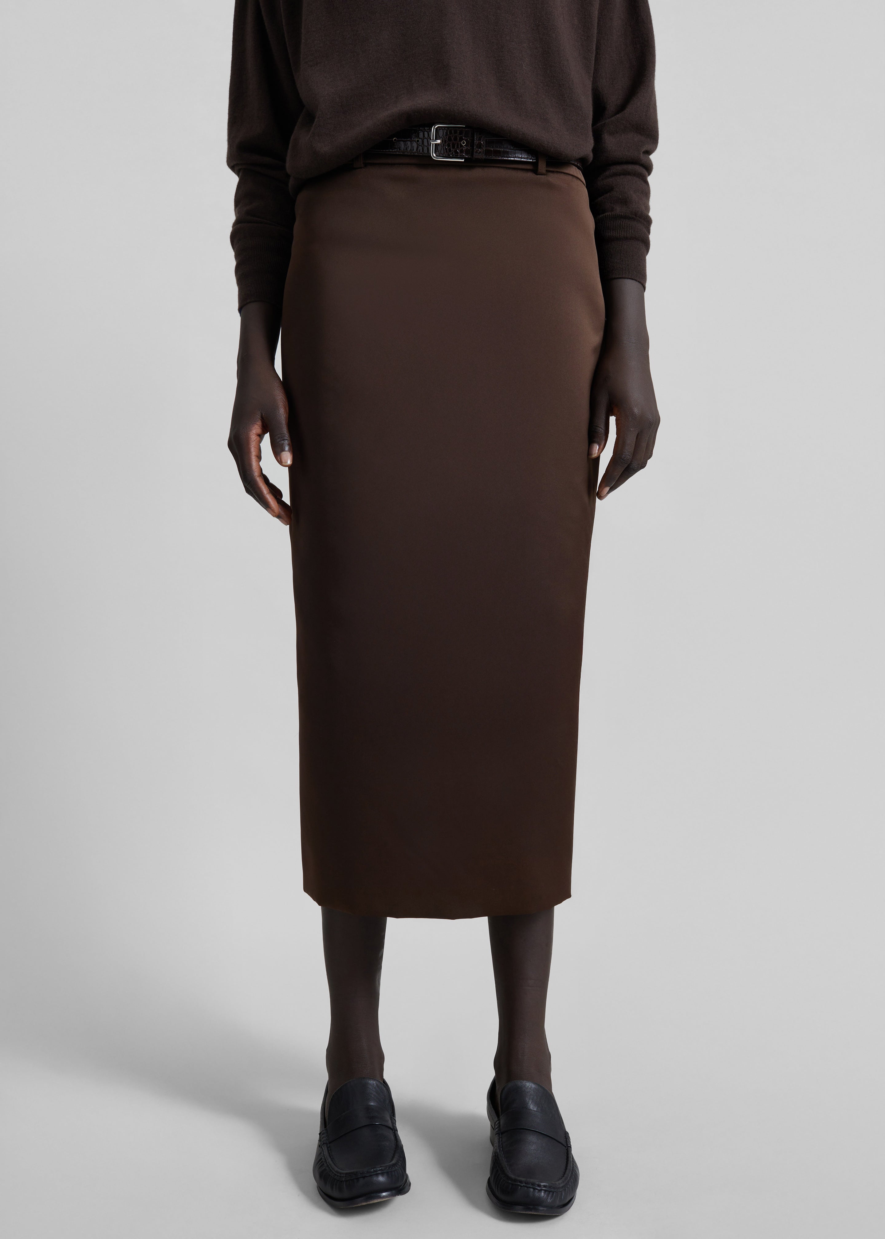 Alrose Satin Midi Skirt - Brown - 8