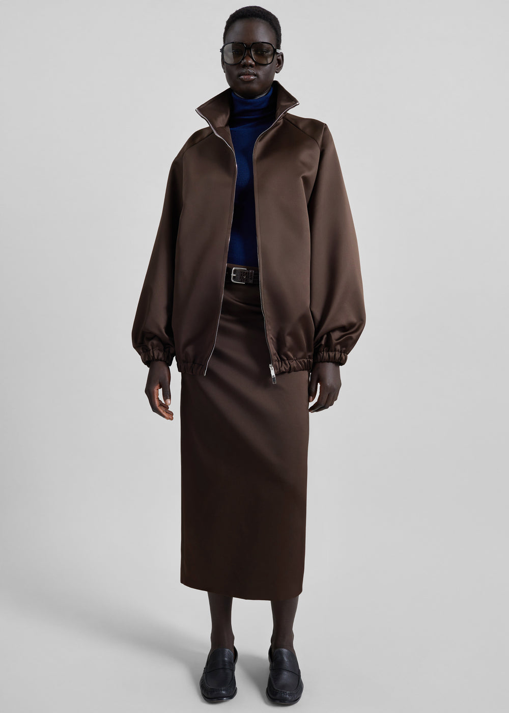 Alrose Satin Midi Skirt - Brown - 1