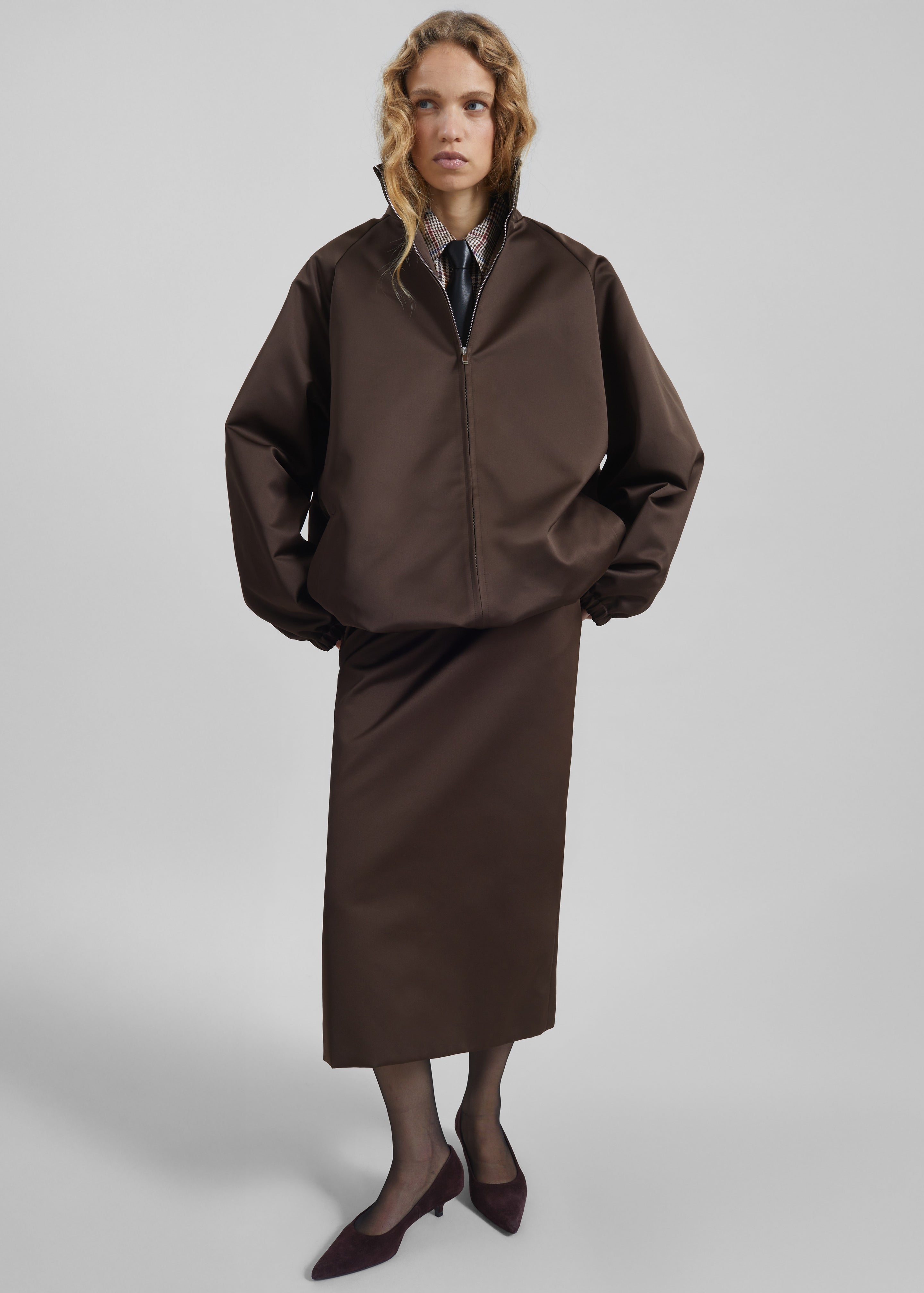 Baxter Satin Track Jacket - Brown - 4