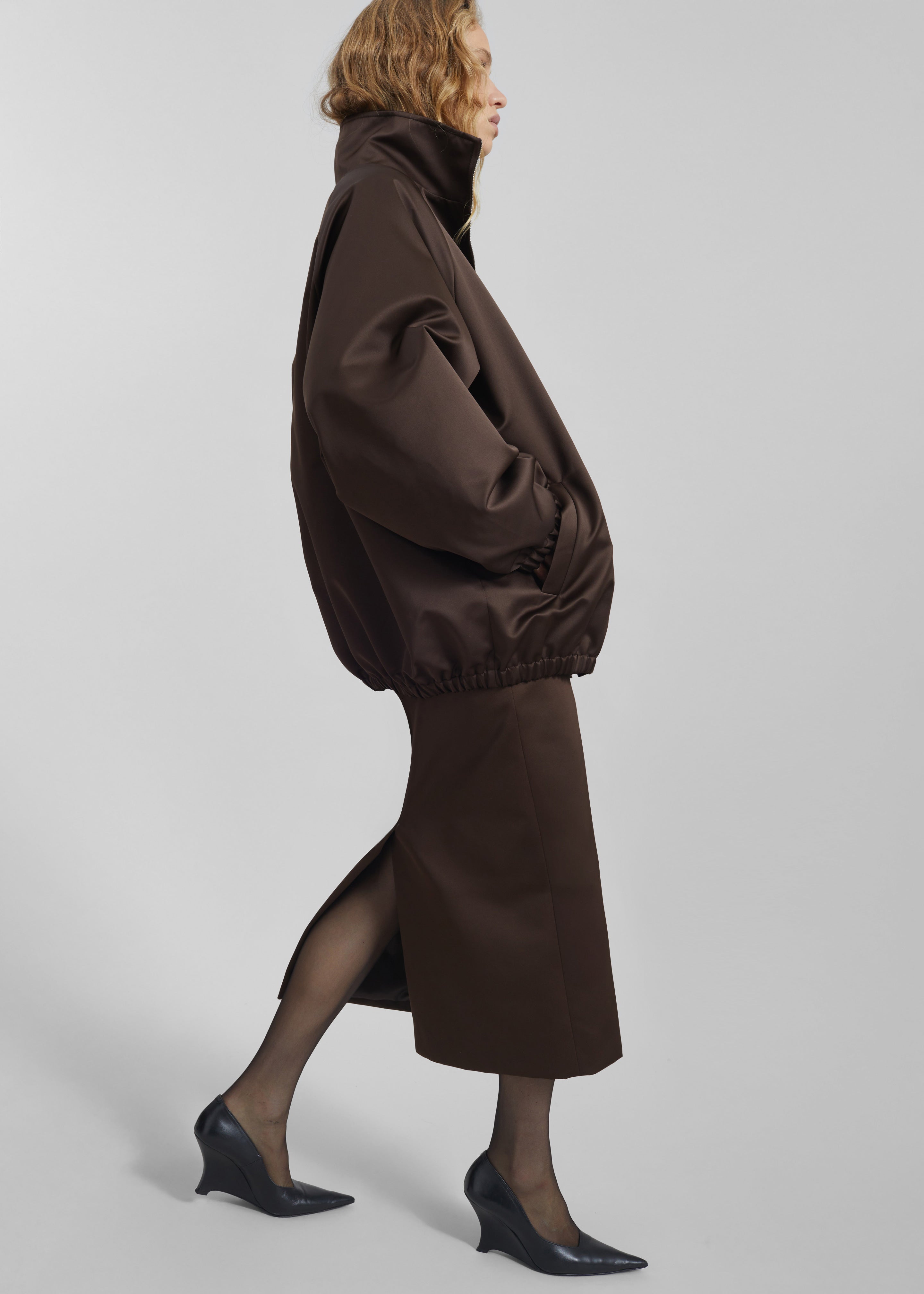 Baxter Satin Track Jacket - Brown - 5