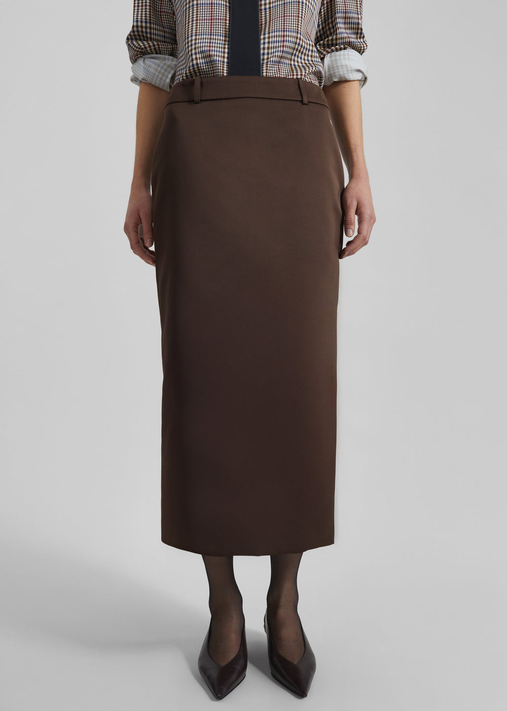 Alrose Satin Midi Skirt - Brown - 1
