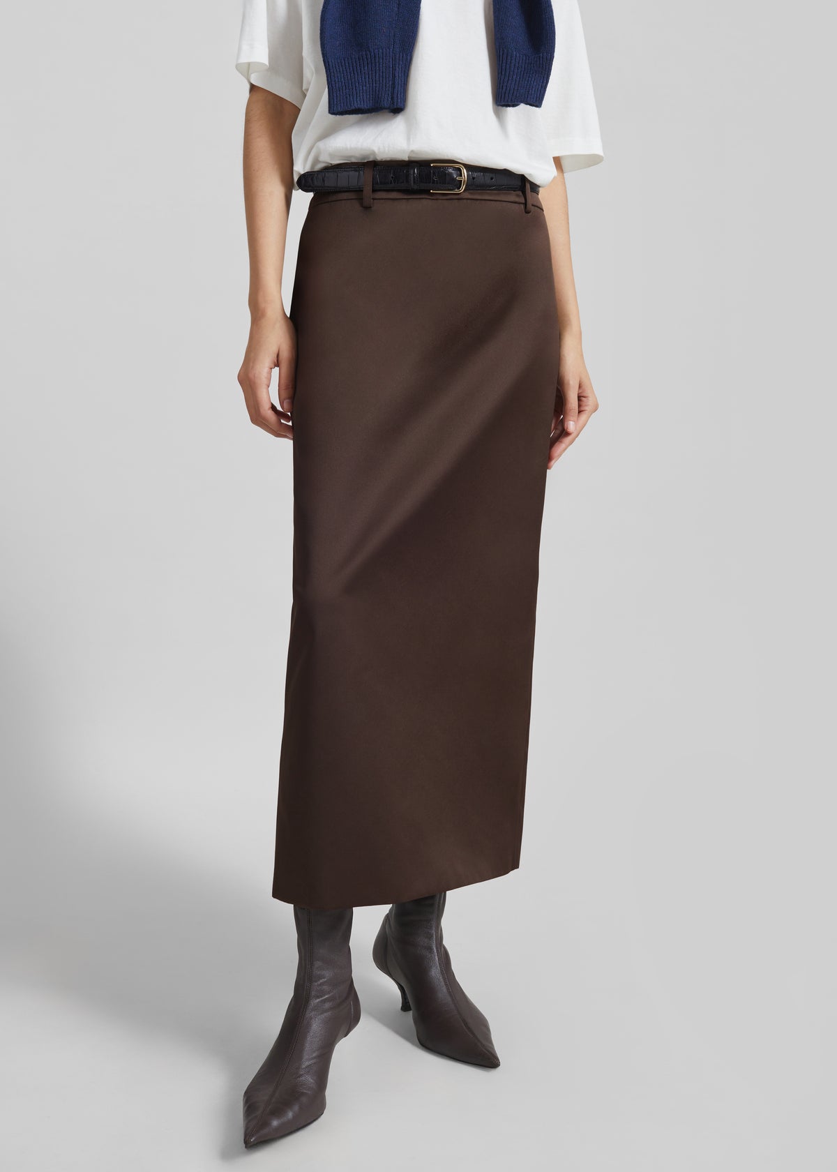 Alrose Satin Midi Skirt - Brown - 2