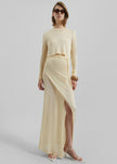 Alsen Thin Knit Wrap Skirt - Pale Yellow