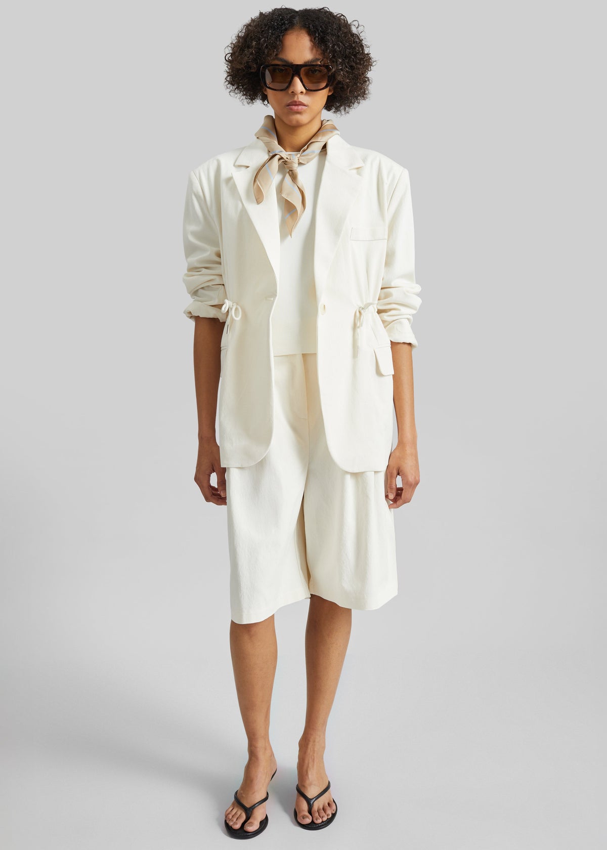 Altea Drawstring Blazer - Ivory - 2