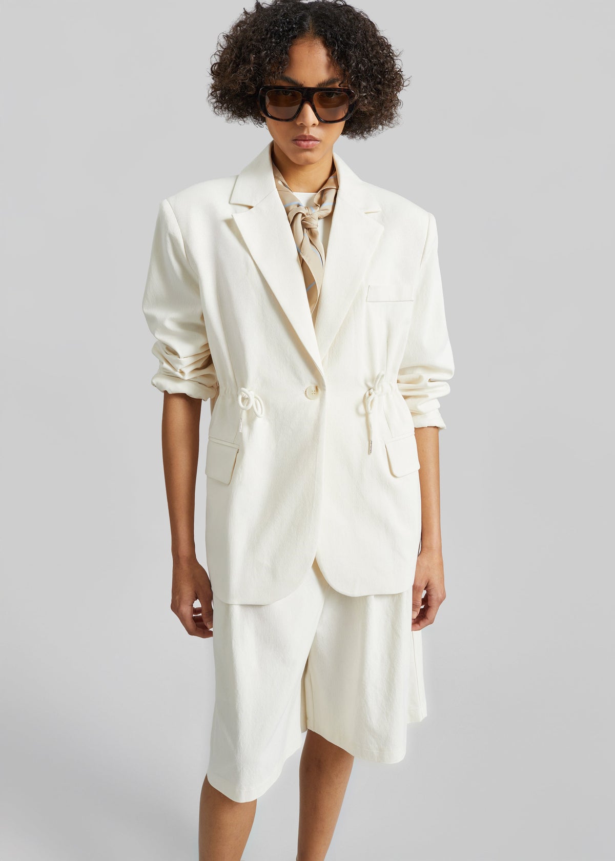 Altea Drawstring Blazer - Ivory - 1