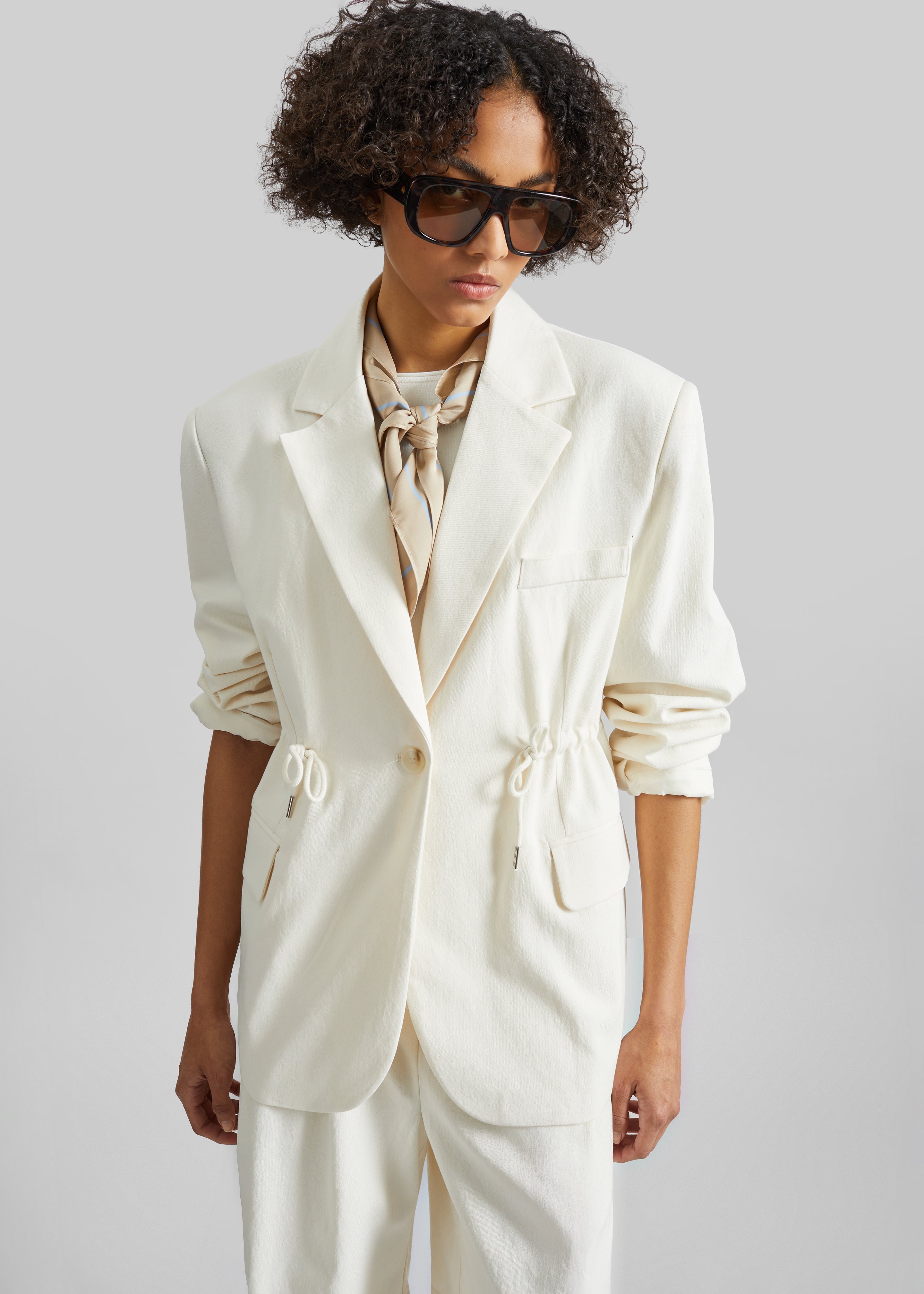 Altea Drawstring Blazer - Ivory - 3