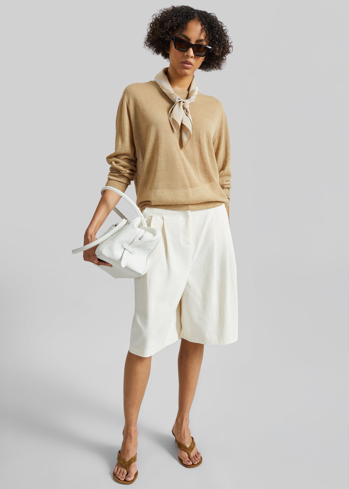 Altea Pleated Bermuda Shorts - Ivory - 1