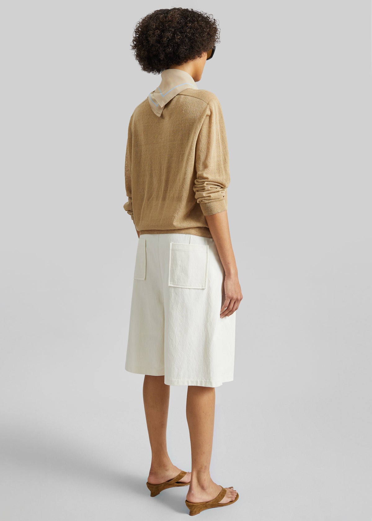 Altea Pleated Bermuda Shorts - Ivory - 7