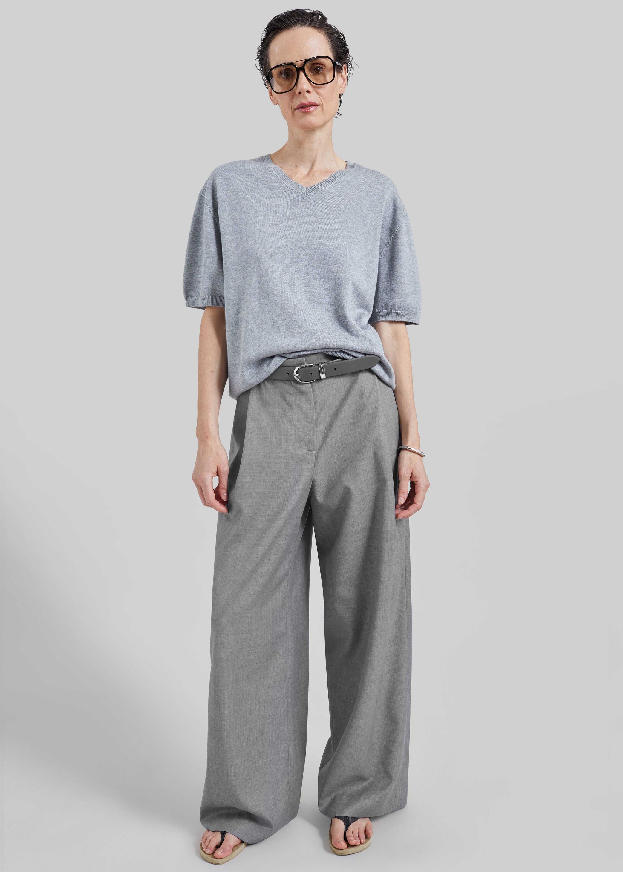 Shop the look image for Althea Pleated Trousers - Light Grey