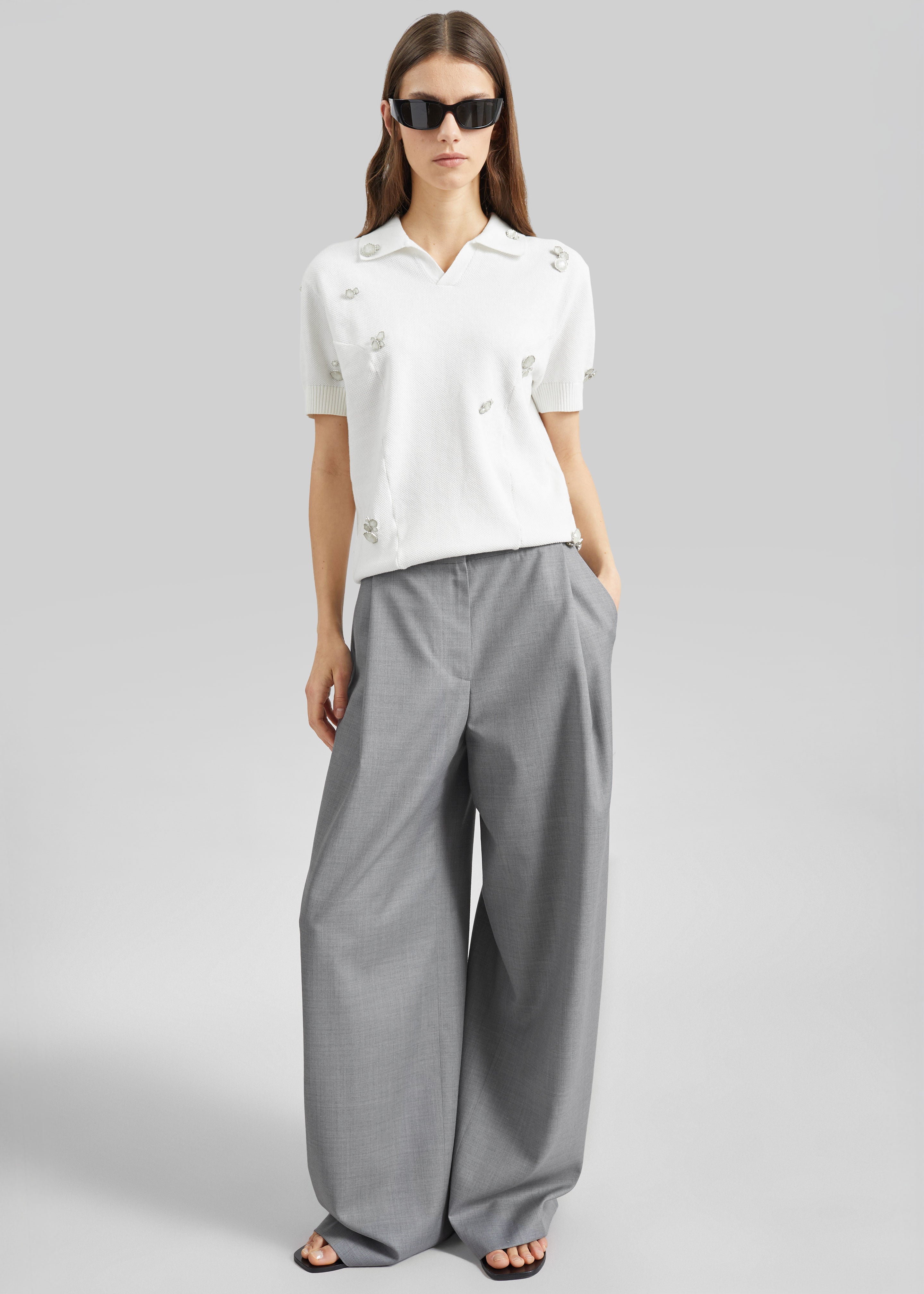 Althea Pleated Trousers - Light Grey