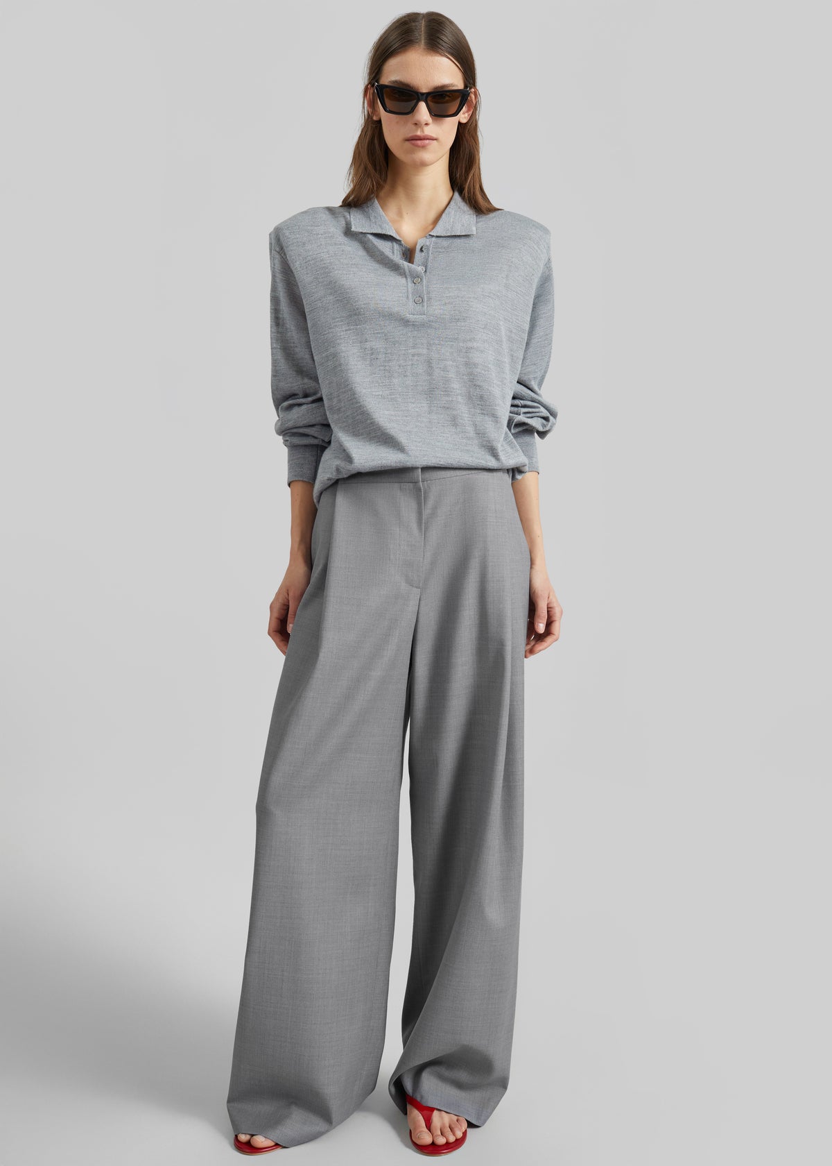Shop the look image for Althea Pleated Trousers - Light Grey