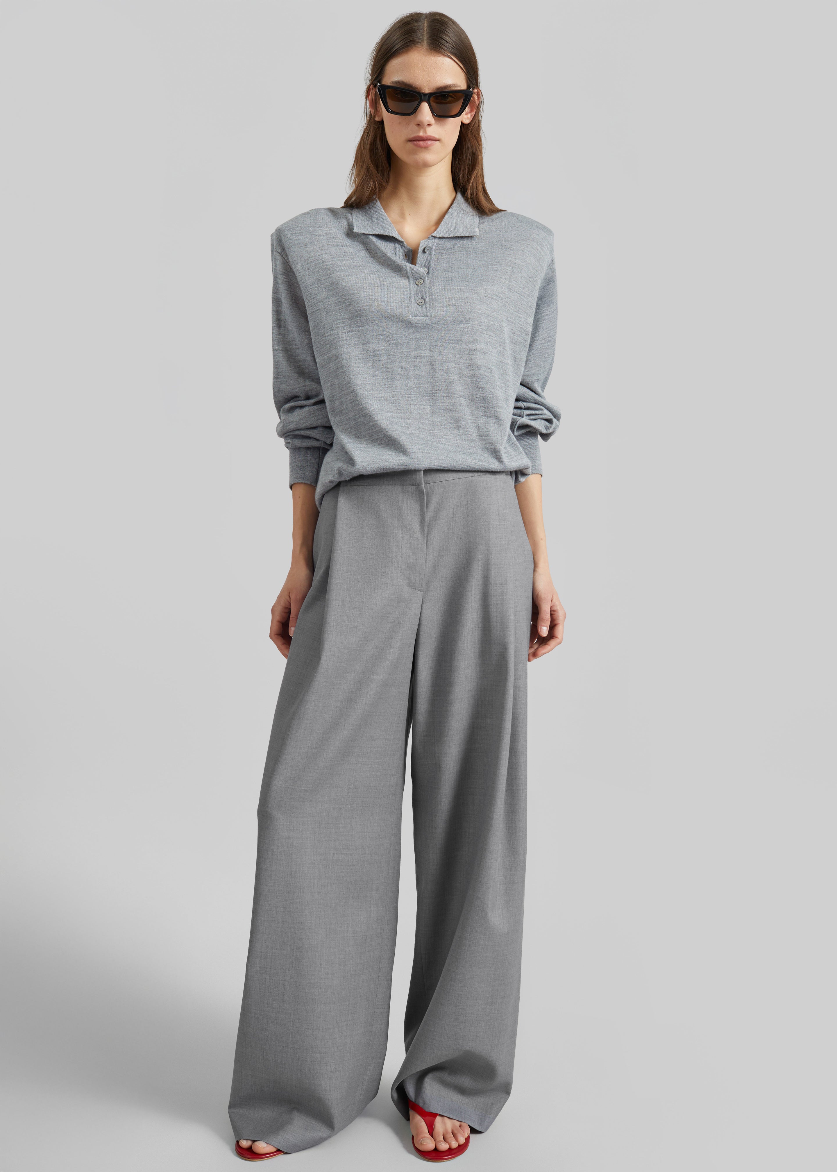 Althea Pleated Trousers - Light Grey