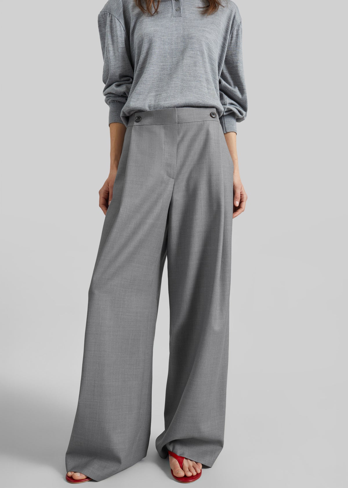 Althea Pleated Trousers - Light Grey